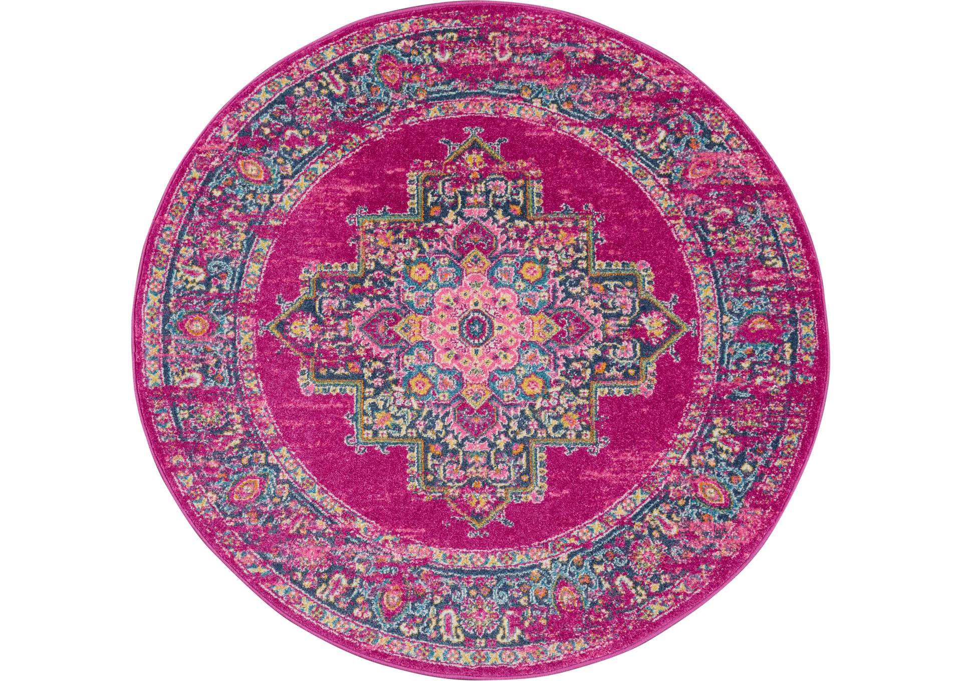 Nourison Passion PSN03 Pink 5' Round Boho Area Rug,Nourison