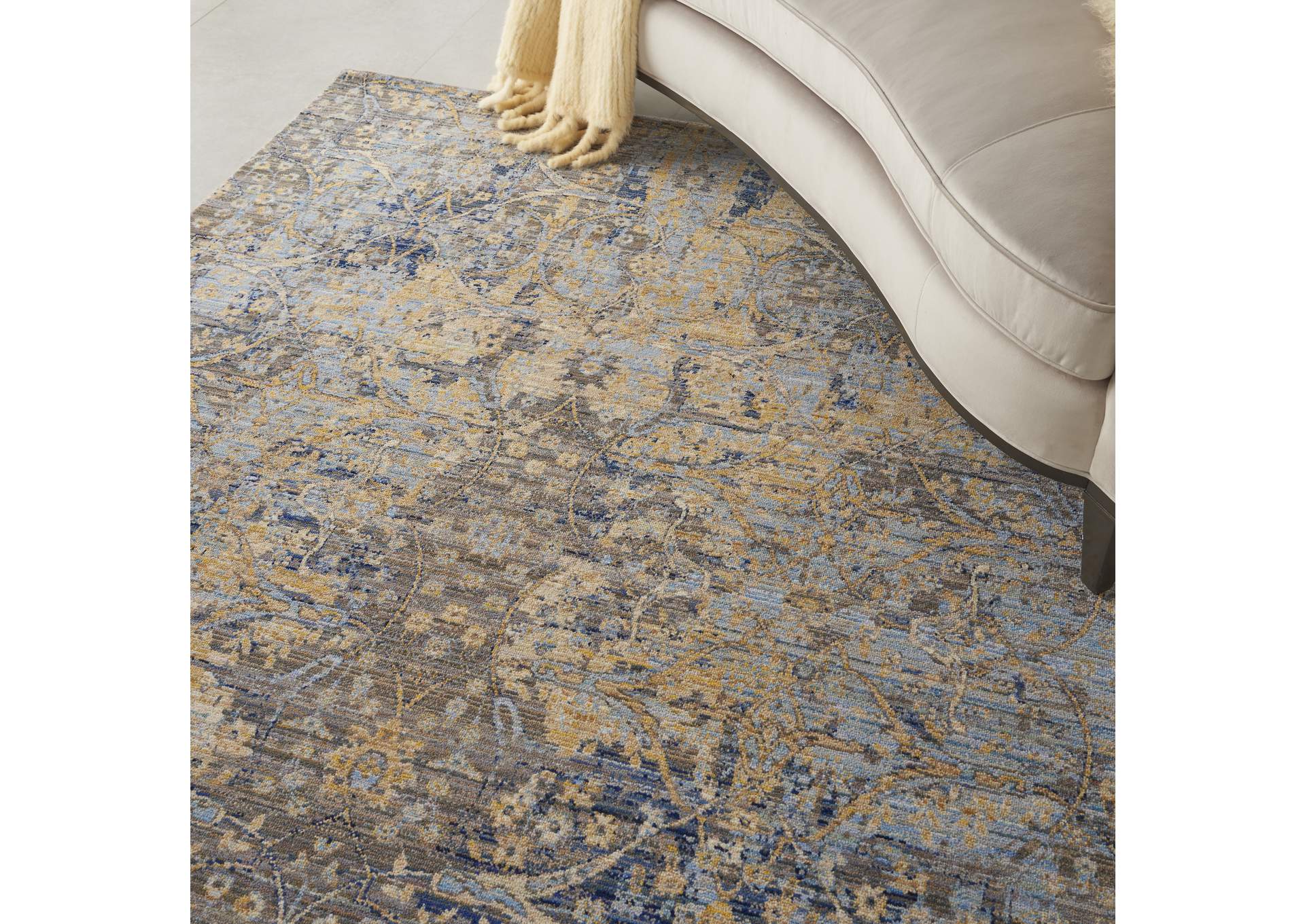 Nourison Majestic 6'x8' Beige and Blue Vintage Area Rug,Nourison
