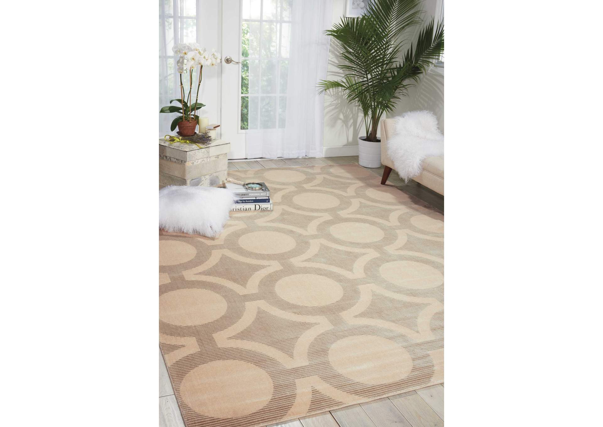Nourison Luminance LUM01 Beige and White 8'x11' Rug,Nourison