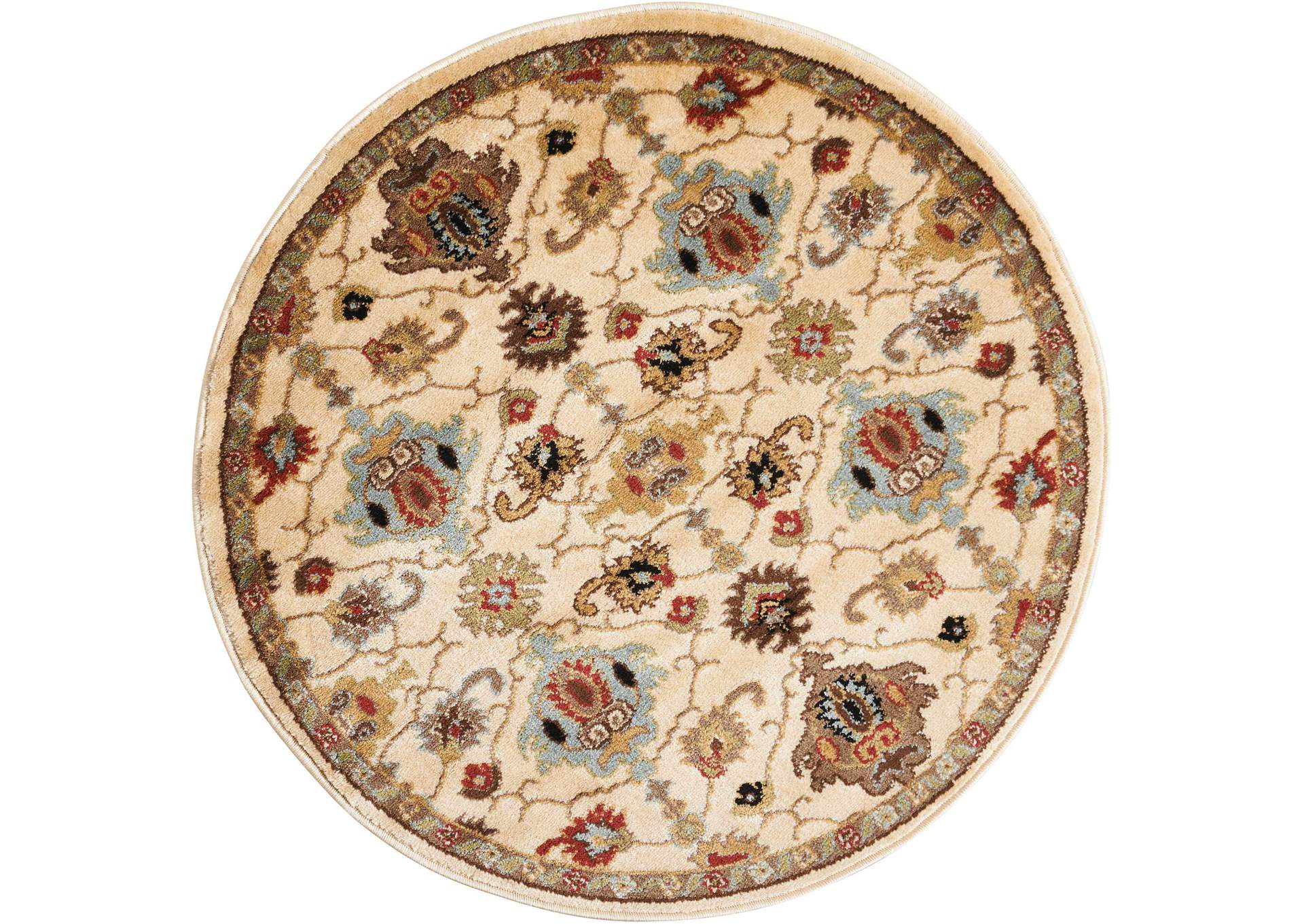 Nourison Delano DEL02 White Multicolor 3' Round Area Rug,Nourison