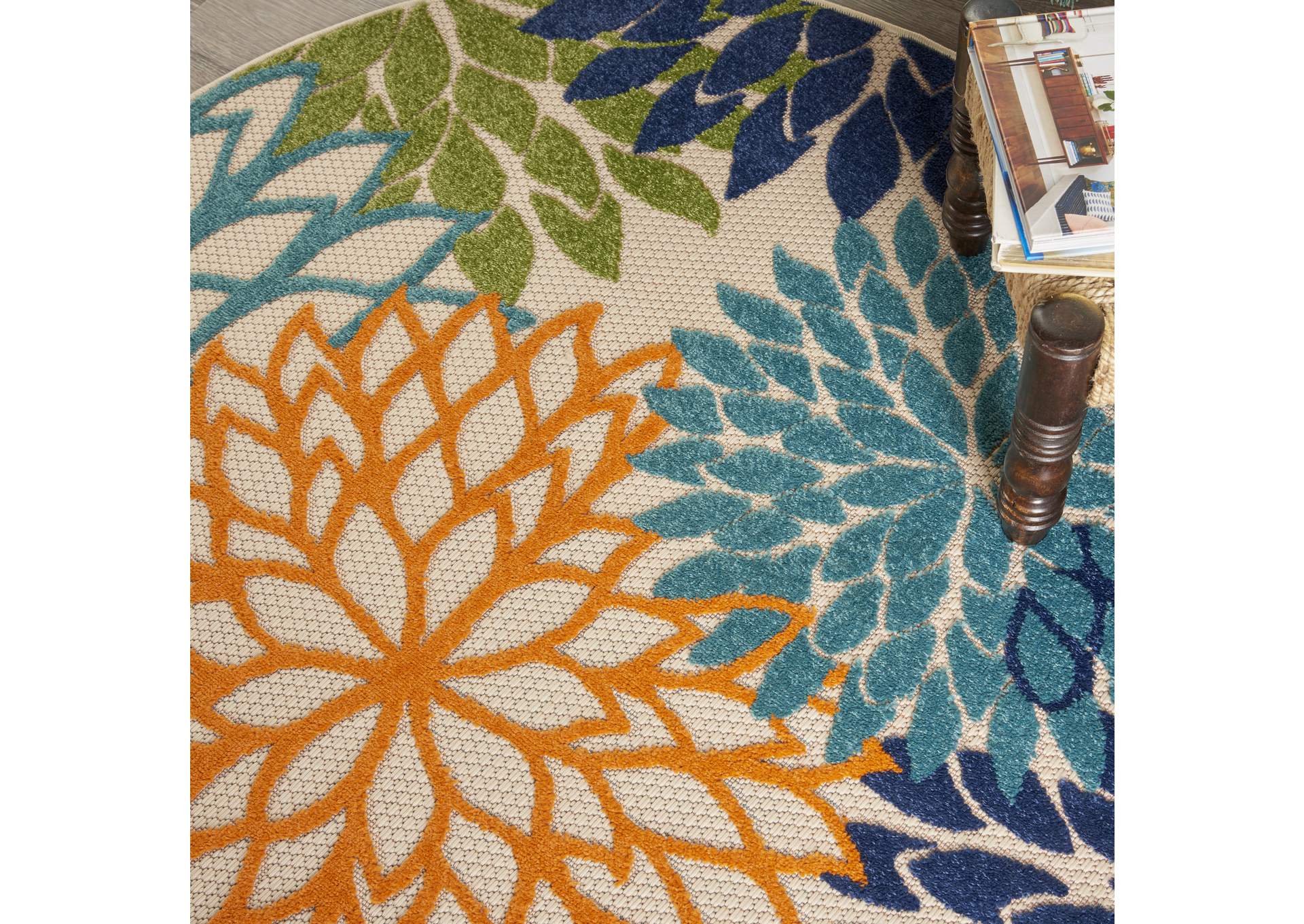 Nourison Aloha ALH05 Multicolor 5' Round Indoor-outdoor Area Rug,Nourison