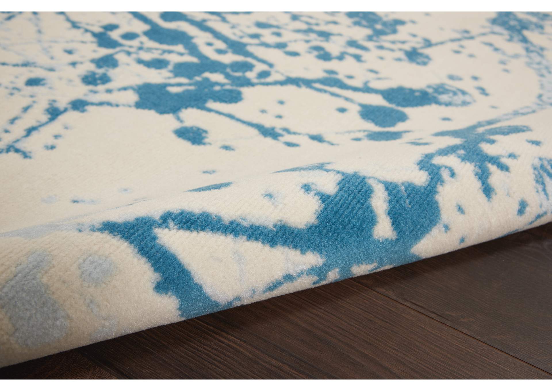 Nourison Jubilant JUB12 White and Blue 4'x6' Contemporary Area Rug,Nourison