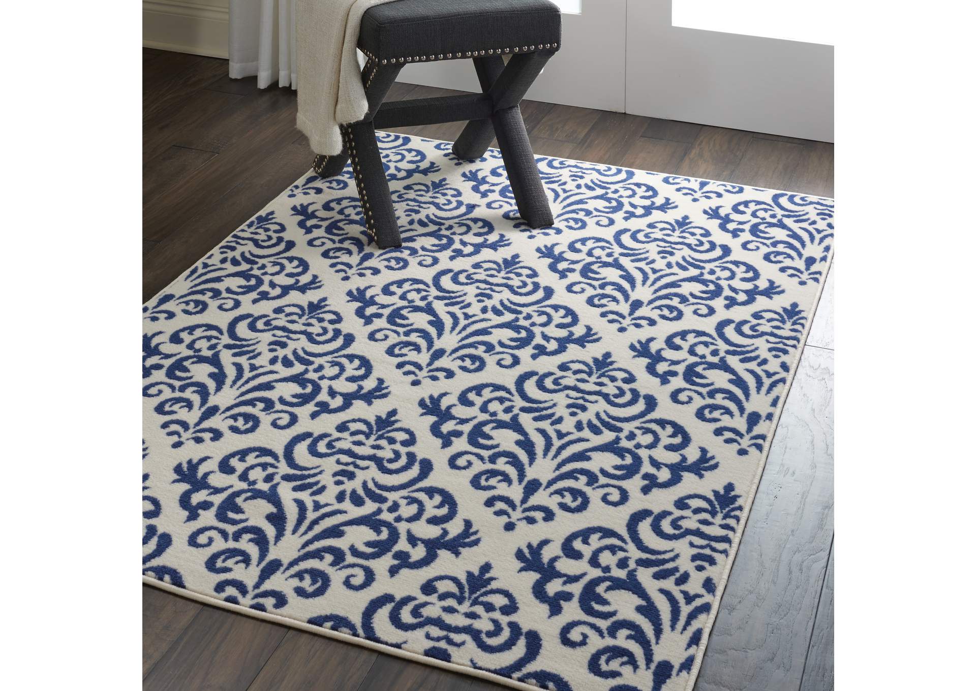Nourison Grafix GRF06 Navy Blue and White 4'x6' Area Rug,Nourison