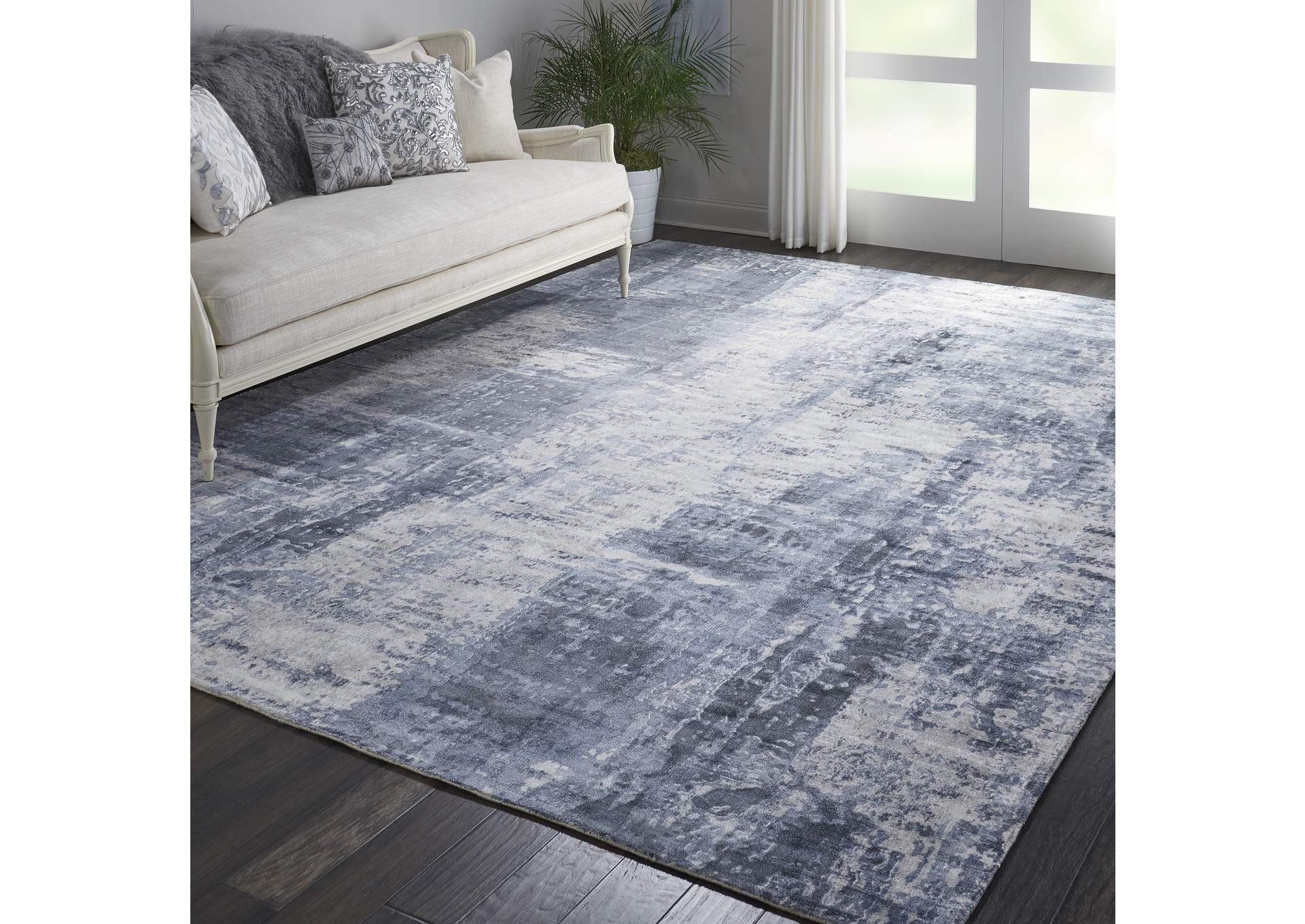 kathy ireland Home Safari Dreams KI372 Slate Blue and White 9'x12' Oversized Rug,Nourison