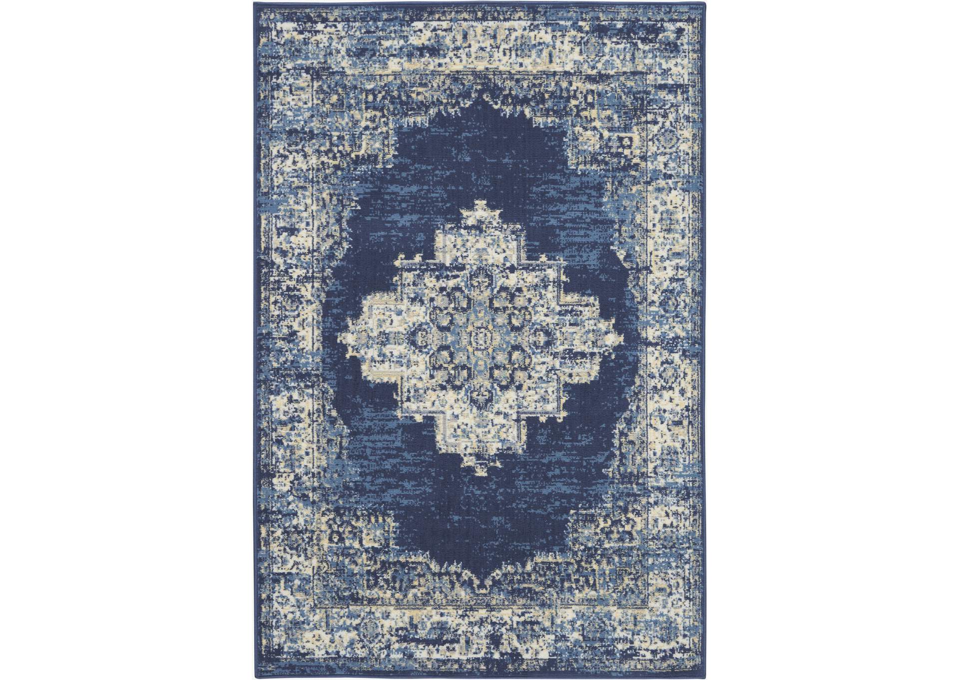 Nourison Grafix GRF14 Blue 5'x7' Area Rug,Nourison