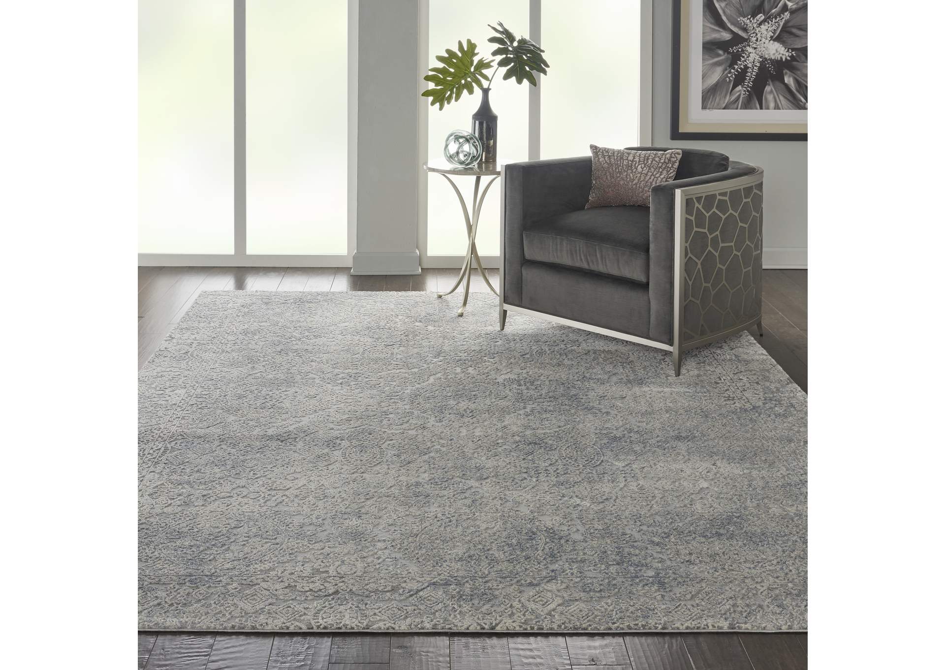 Nourison Rustic Textures RUS09 Ivory and Slate Blue 9'x13' Oversized Rug,Nourison