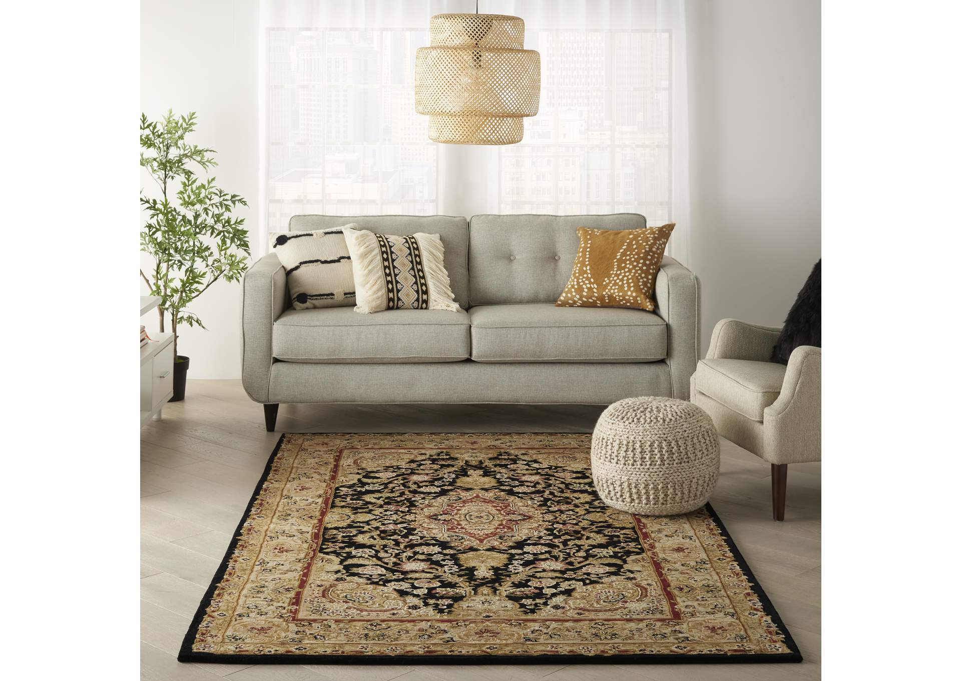 Nourison 2000 2028 Black 4'x6' Area Rug,Nourison
