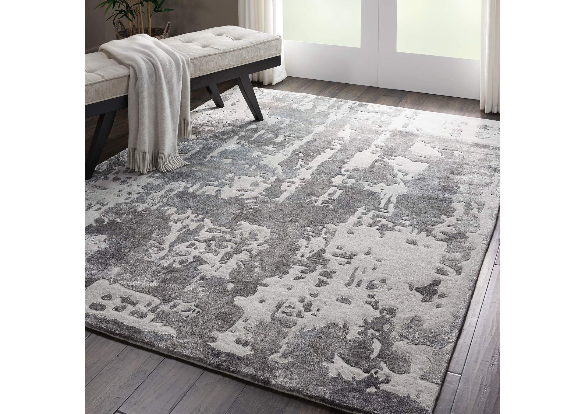 Nourison Prismatic 6'x8' Silver Grey Abstract Area Rug,Nourison