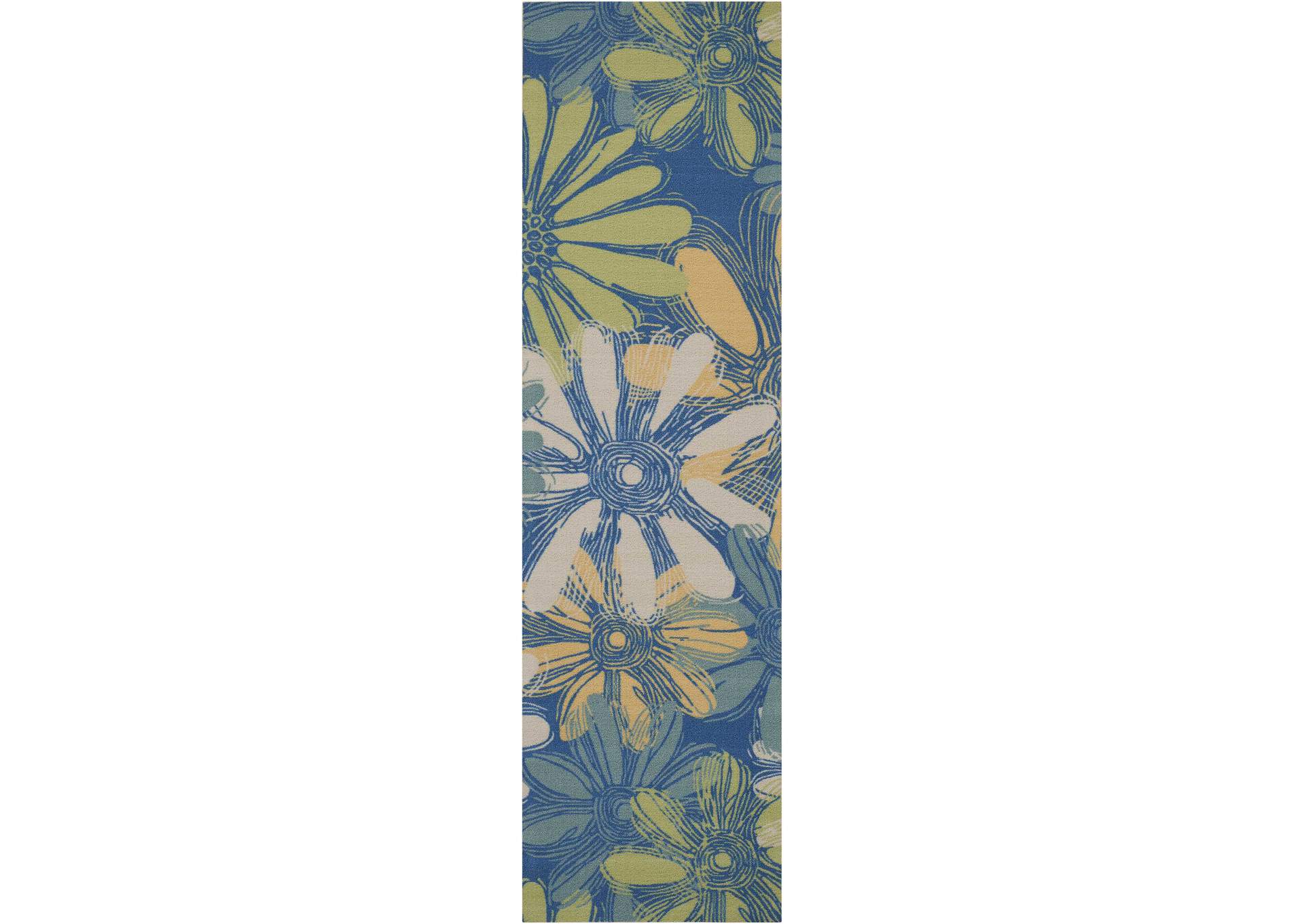 Nourison Home & Garden RS022 Blue 8' Runner Hallway Rug,Nourison