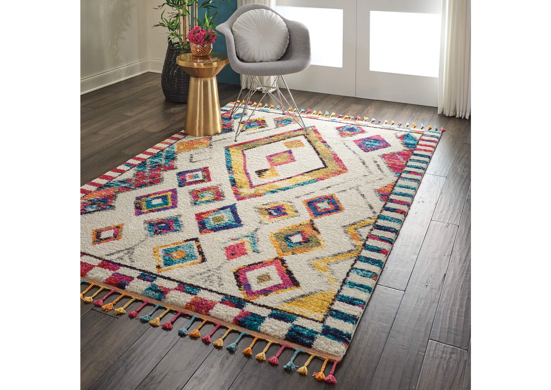 Nourison Nomad NMD02 White Multicolor 4'x6' Colorful Area Rug,Nourison