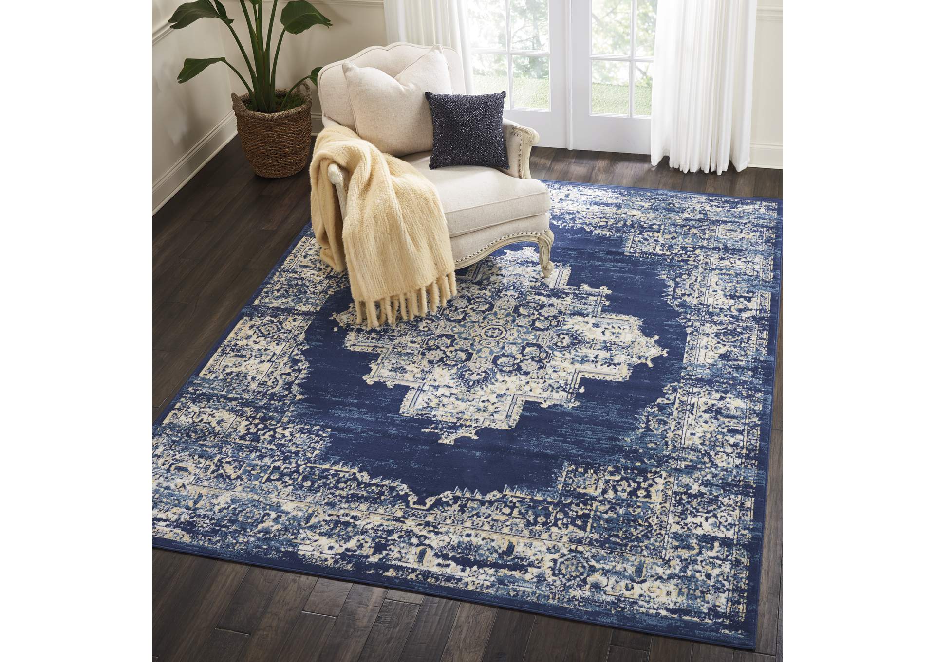 Nourison Grafix GRF14 Navy Blue Area Rug,Nourison