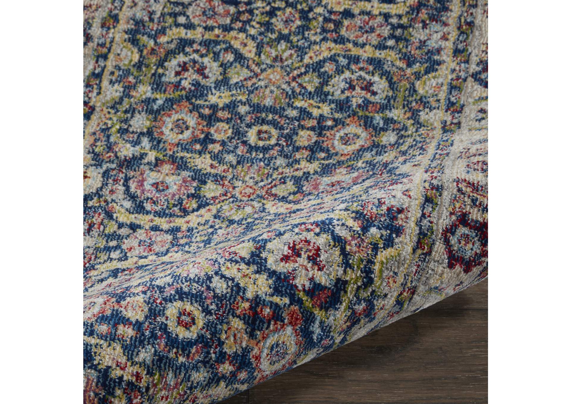 Nourison Ankara Global ANR13 Navy Blue Multicolor 8' Runner Textured Hallway Rug,Nourison