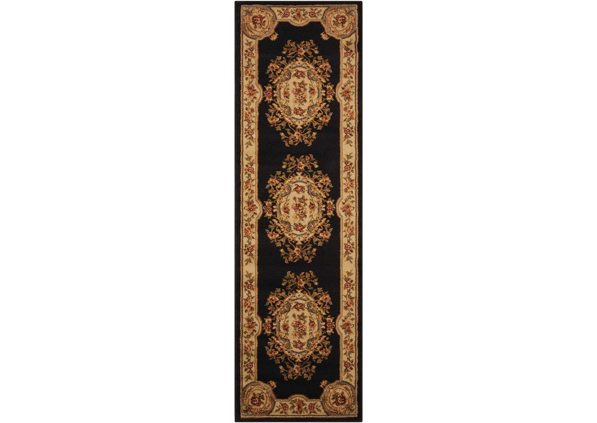 Nourison Paramount PAR37 Black 7' Runner Hallway Rug,Nourison