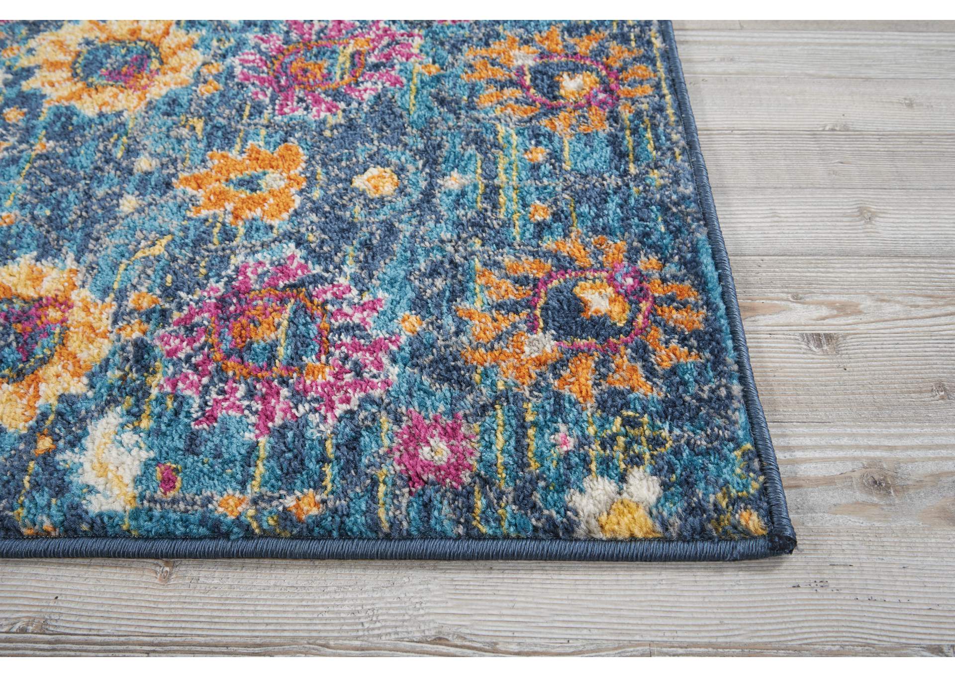 Nourison Passion PSN01 Blue Multicolor 6' Runner Hallway Rug,Nourison
