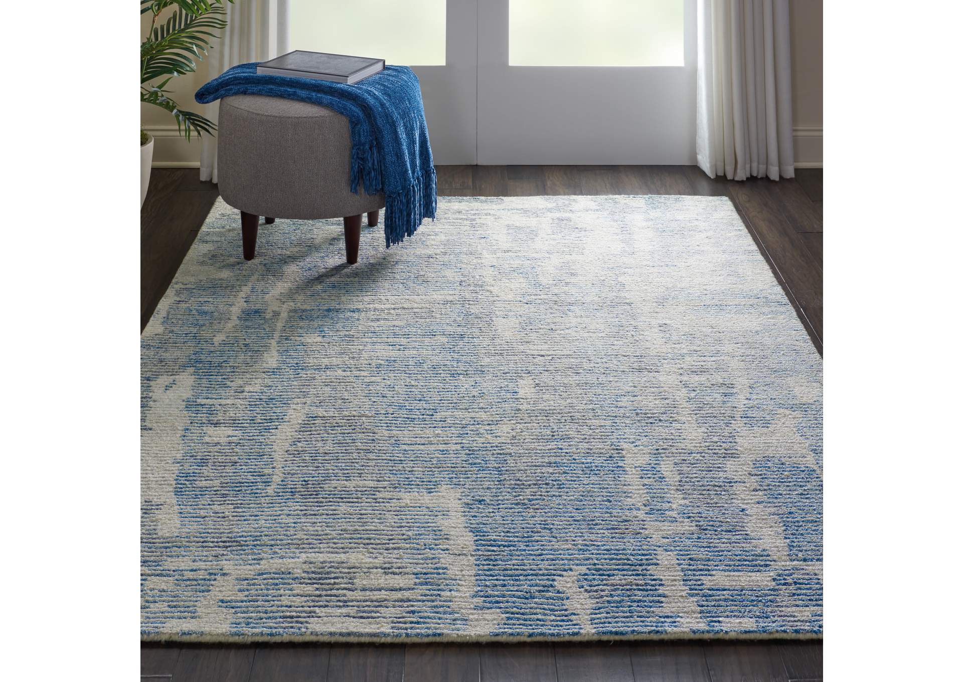 Nourison Ellora ELL01 Blue and Grey 5'x8' Modern Area Rug,Nourison