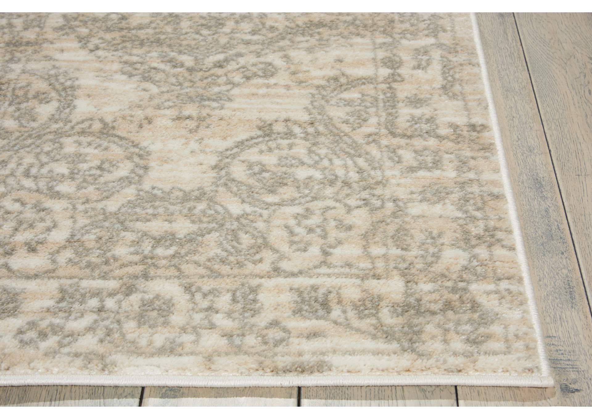 Nourison Euphoria EUP04 White and Beige 8' Runner Hallway Rug,Nourison