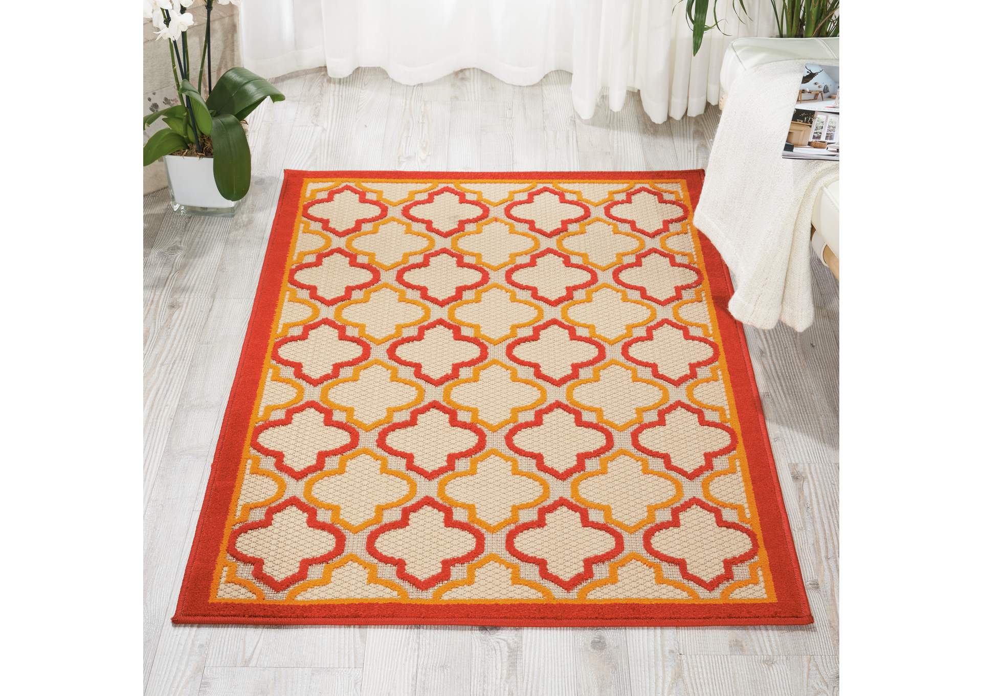 Nourison Aloha ALH06 Red 3'x4' Indoor-outdoor Area Rug,Nourison