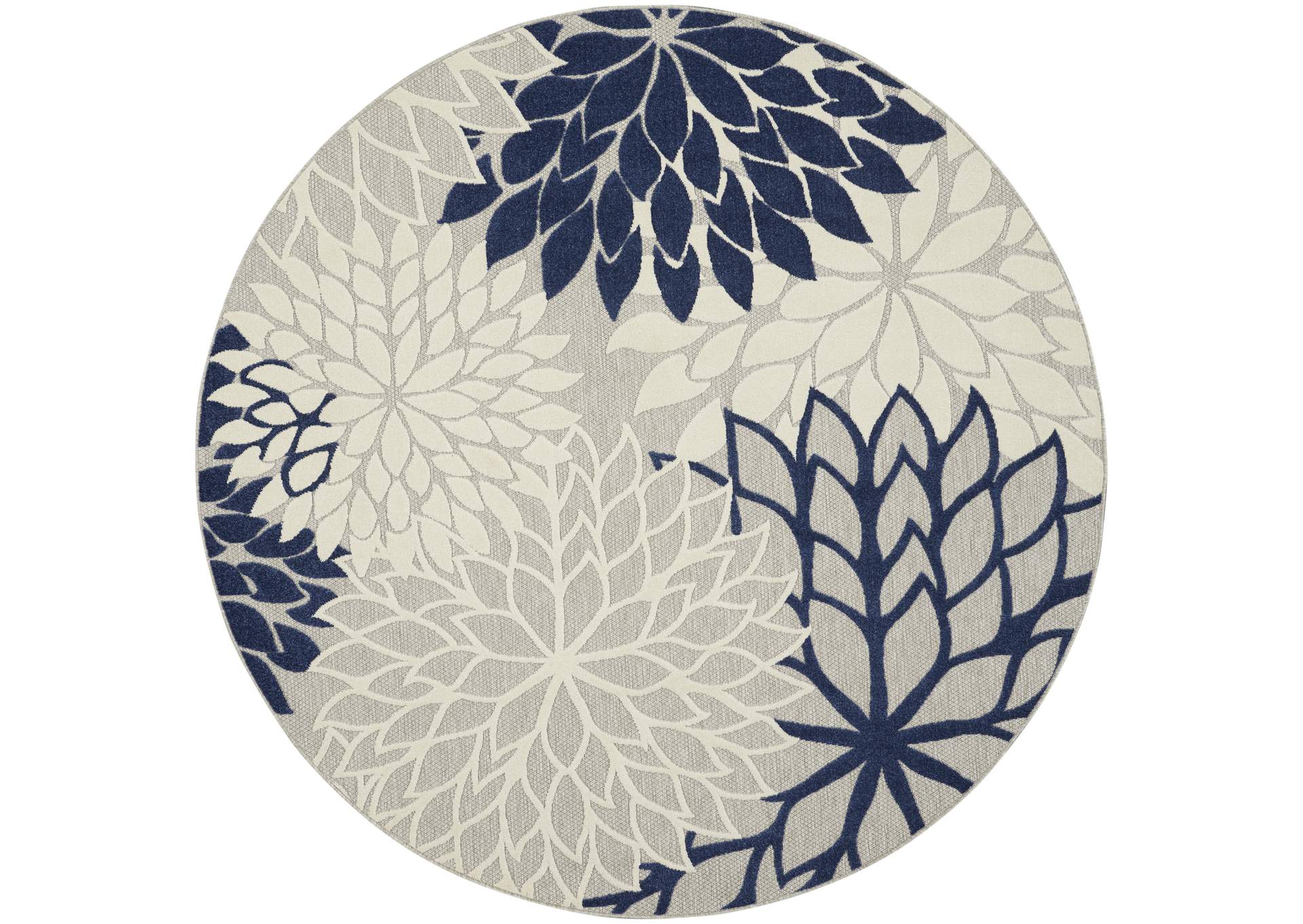 Nourison Aloha 8' Round Ivory Navy Area Rug,Nourison