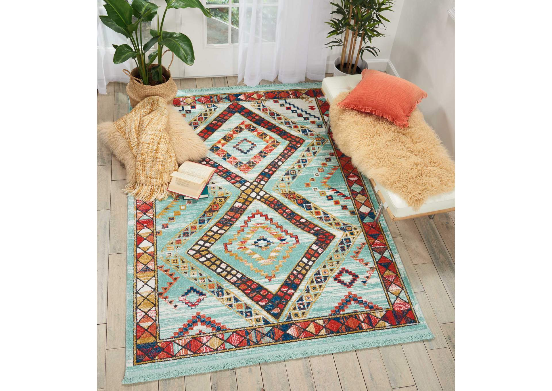 Nourison South Western NAV02 Blue Multicolor 5'x8' Area Rug,Nourison