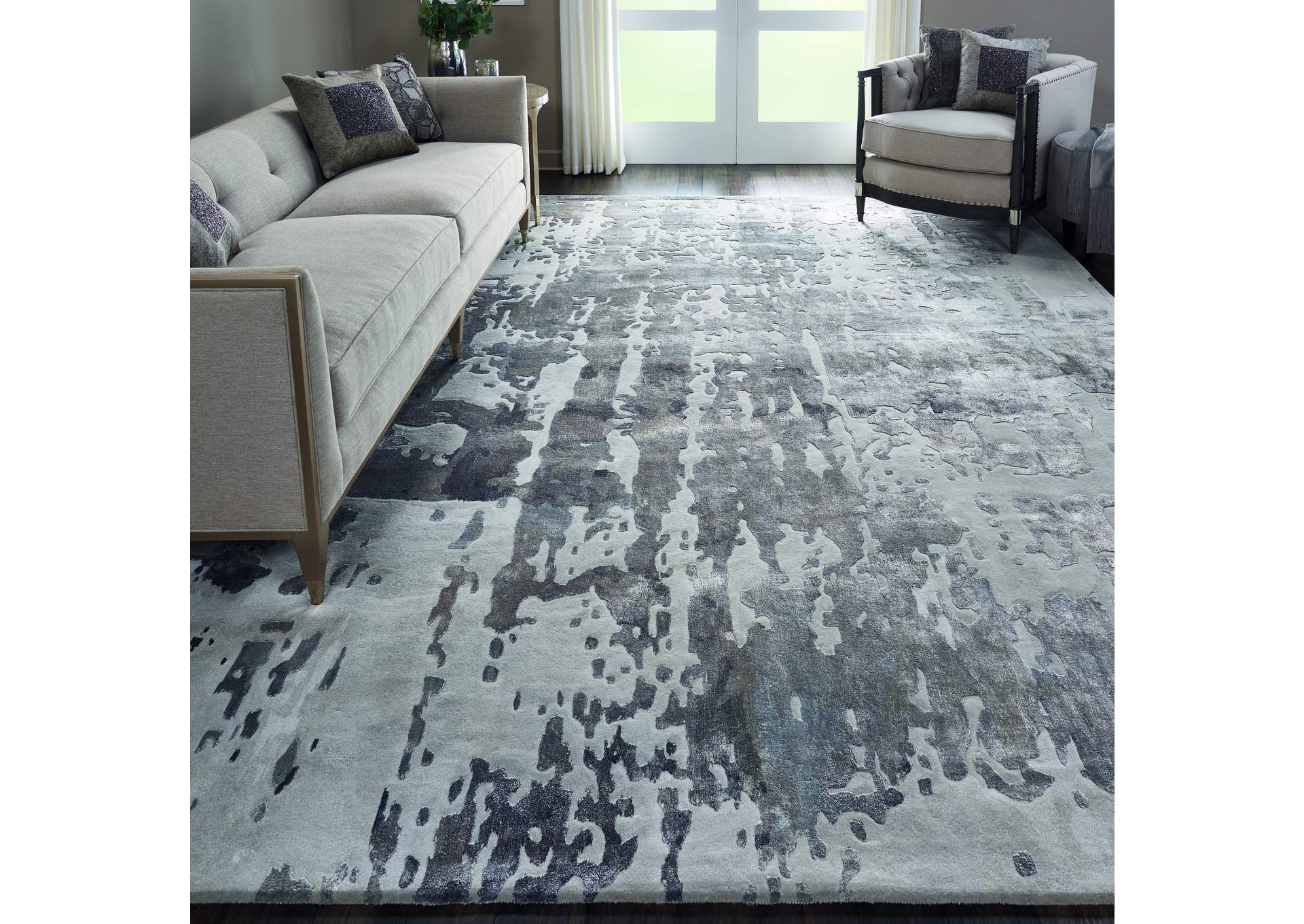 Nourison Prismatic 10'x14' Silver Grey Abstract Area Rug,Nourison