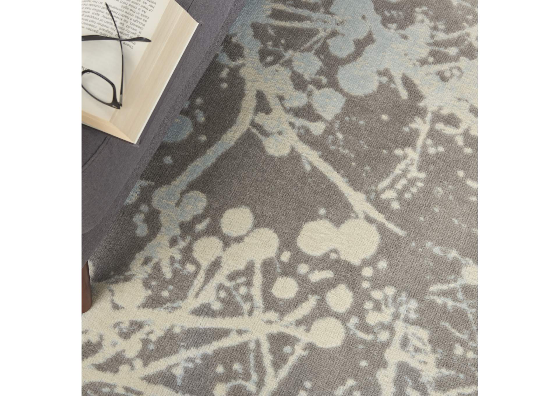 Nourison Jubilant JUB12 Grey and Blue 6'x9' Contemporary Area Rug,Nourison