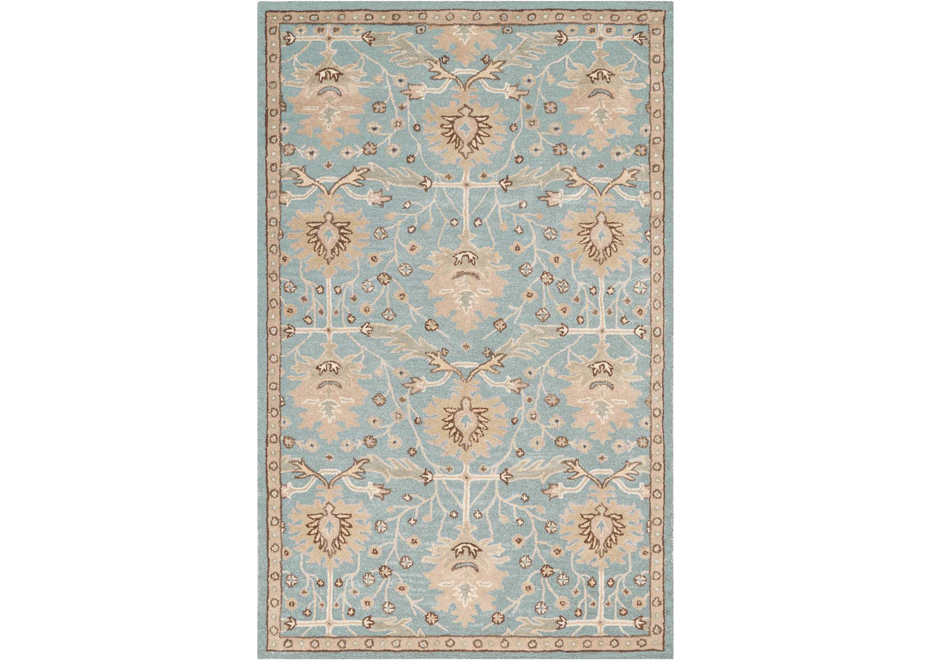 Nourison Jazmine JAZ02 Light Blue and Beige 5'x8' Persian Area Rug,Nourison