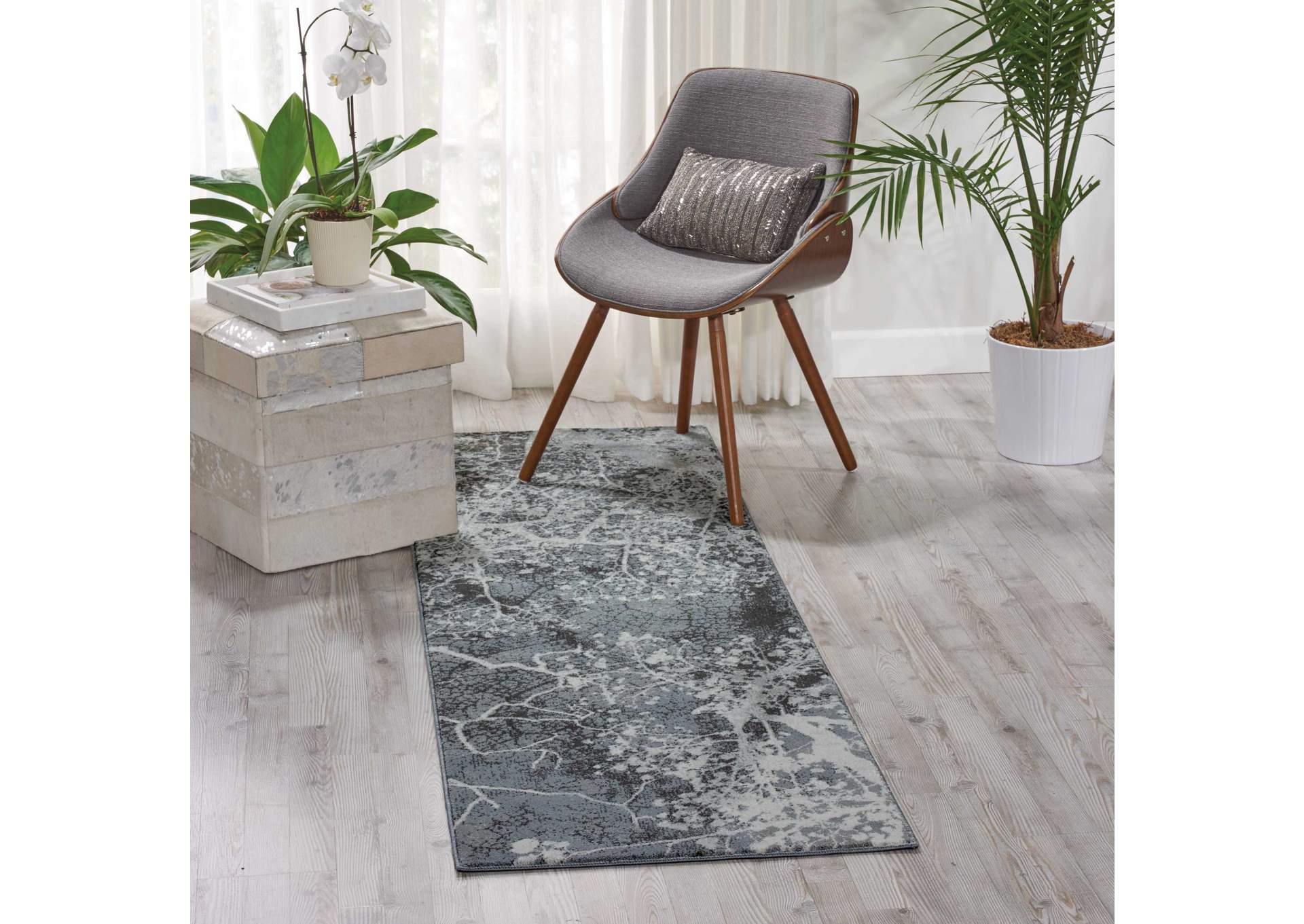 Nourison Maxell MAE11 Grey 8' Runner Hallway Rug,Nourison