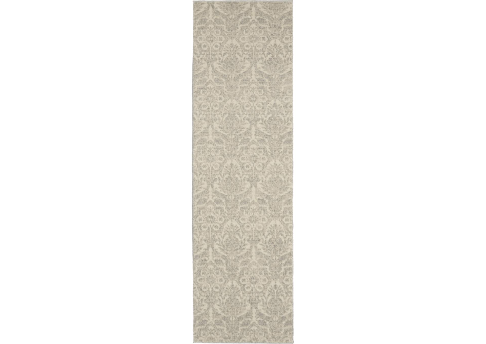 kathy ireland Home Sahara KI390 Silver and Ivory 8' Runner Hallway Rug,Nourison