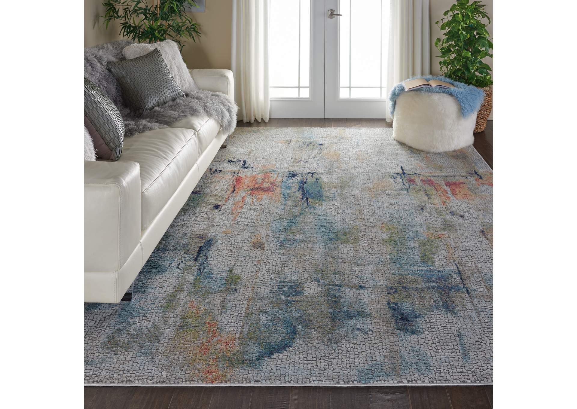 Nourison Ankara Global ANR09 White Multicolor 8'x10' Large Textured Rug,Nourison