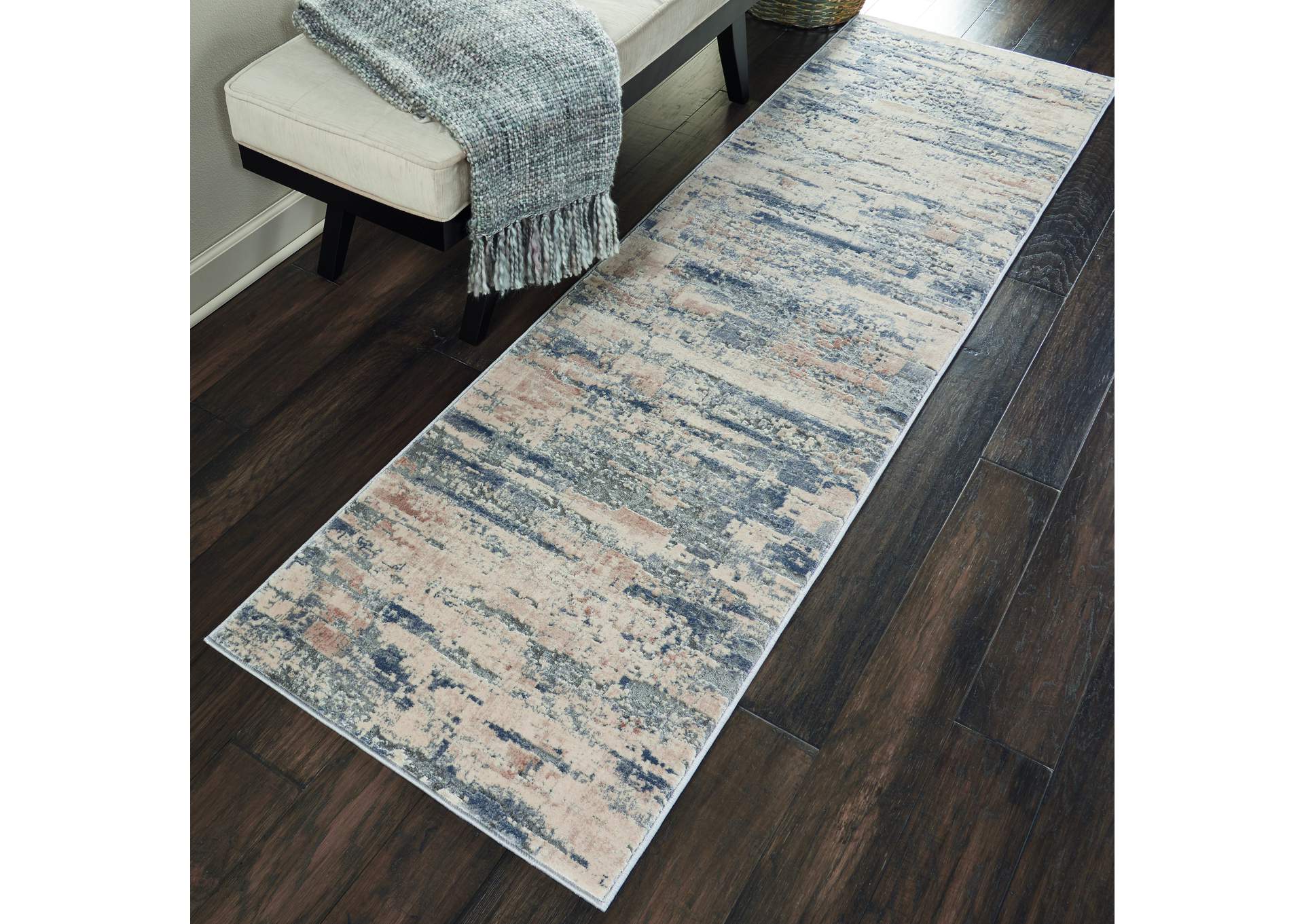 Nourison Rustic Textures RUS04 Beige and Grey 8' Runner Hallway Rug,Nourison