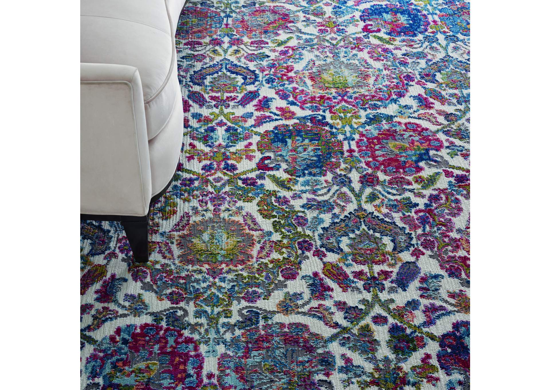 Nourison Ankara Global ANR06 Blue and Ivory 9'x12' Oversized Low-pile Rug,Nourison