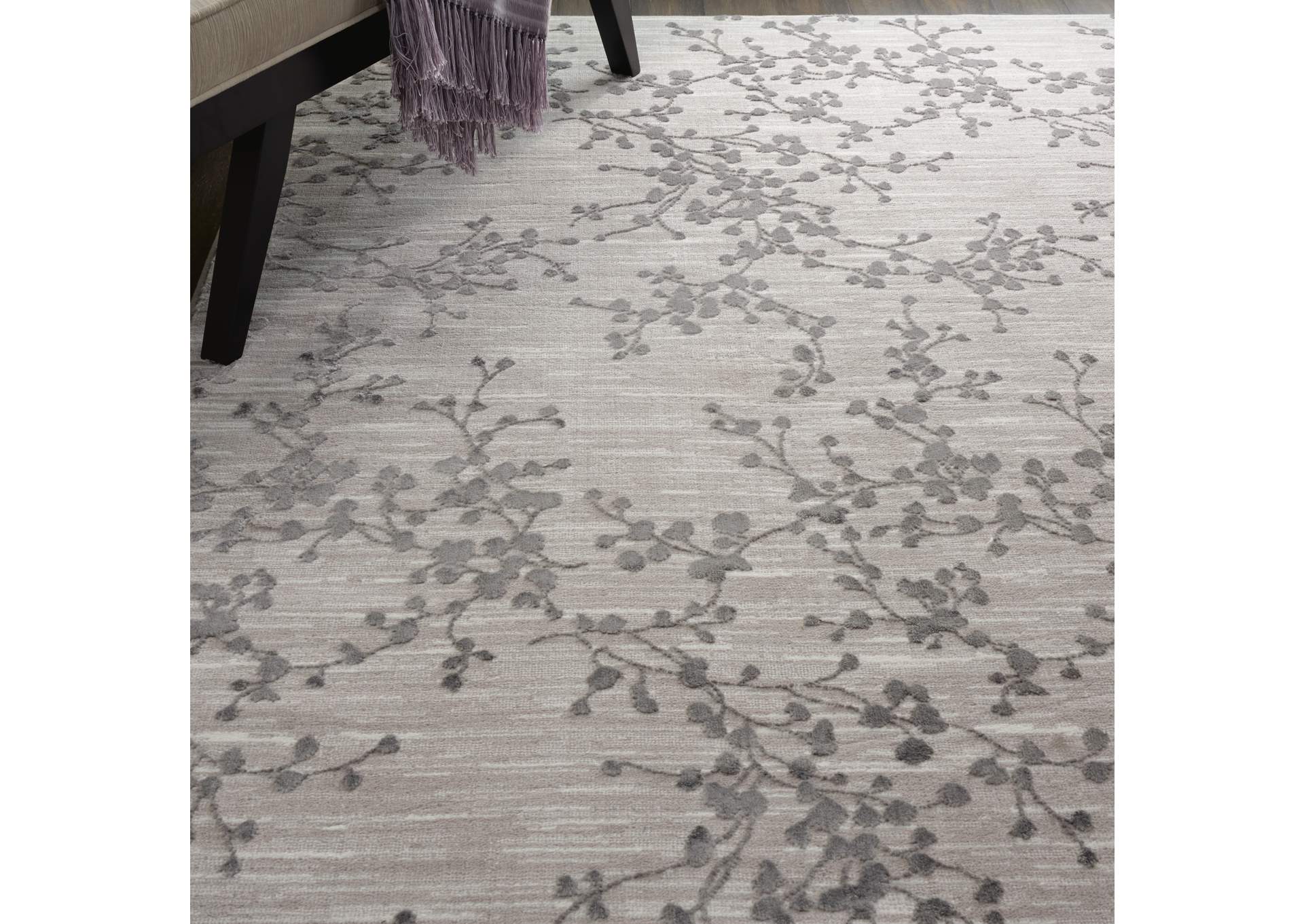 Nourison Urban Chic URC02 Grey 5'x8' Modern botanical Area Rug,Nourison
