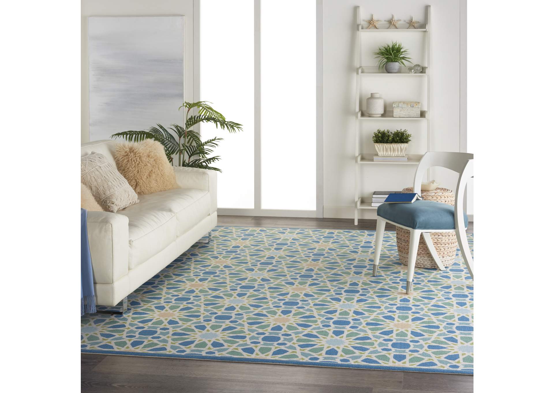 Waverly Sun N Shade SND29 Blue 10'x14' Rug,Nourison
