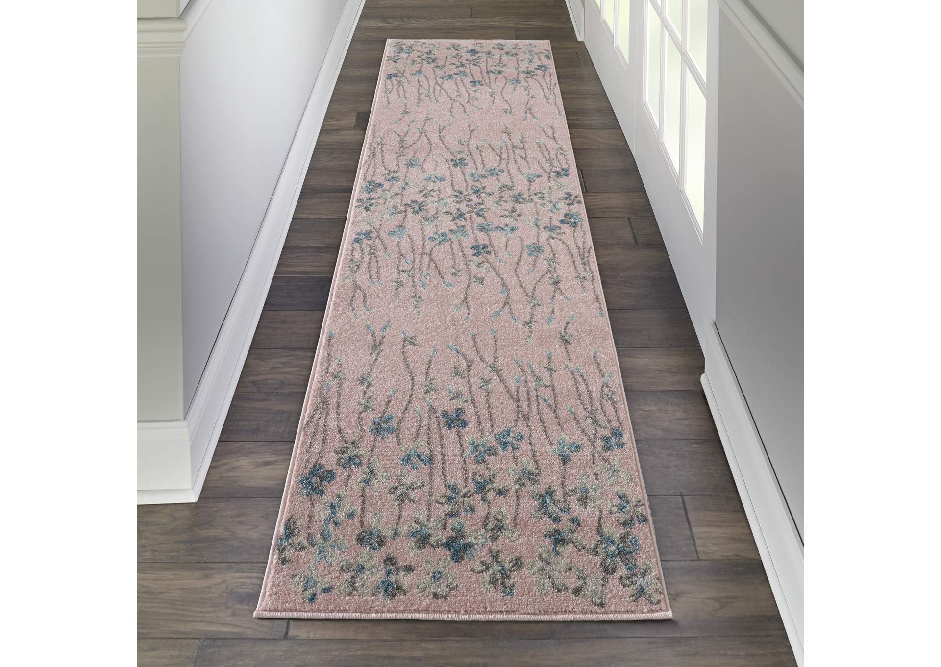 Nourison Tranquil TRA04 Pink 7' Runner Hallway Rug,Nourison