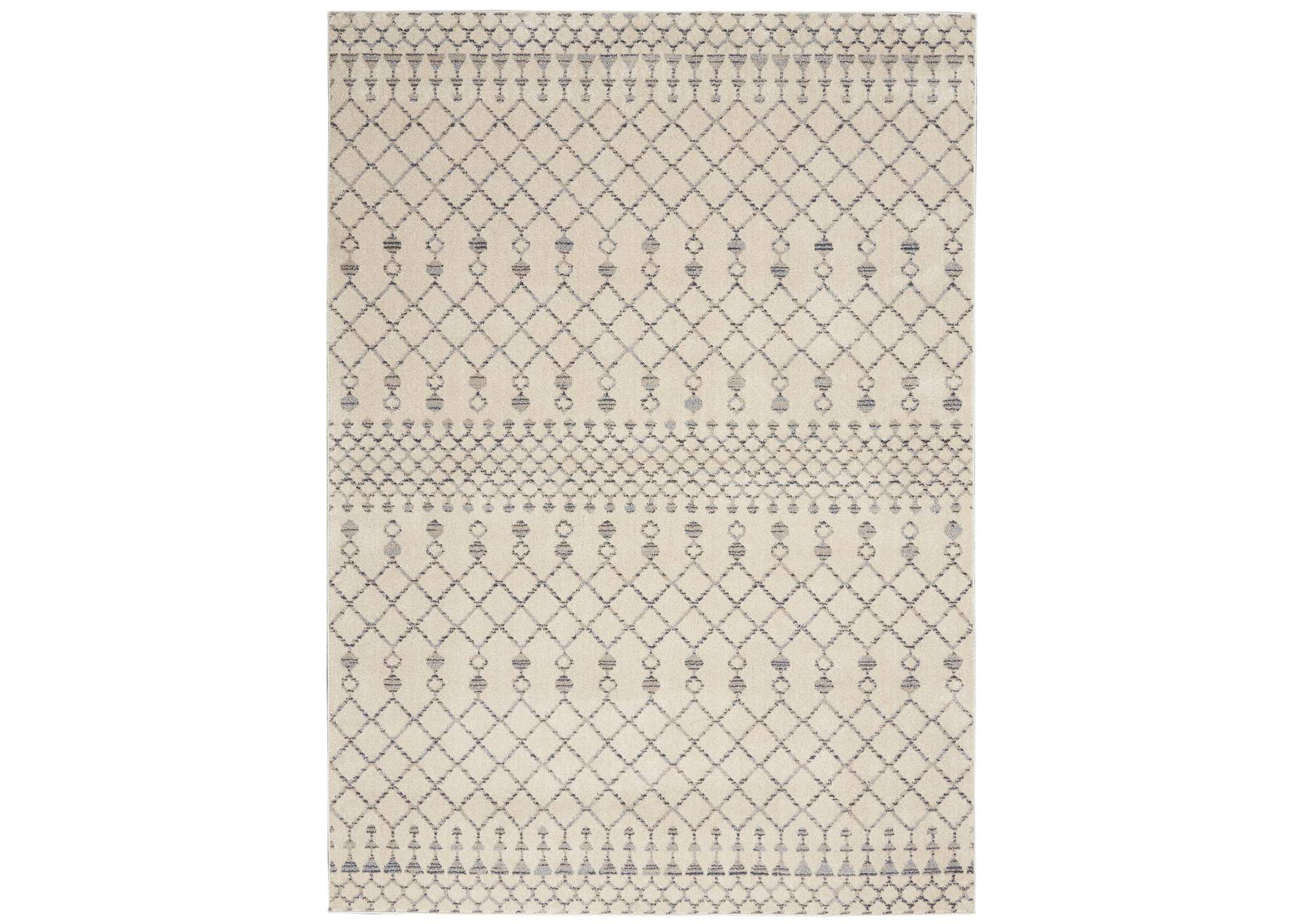 Nourison Palermo 5' x 7' Beige and Grey Distressed Bohemian Area Rug,Nourison