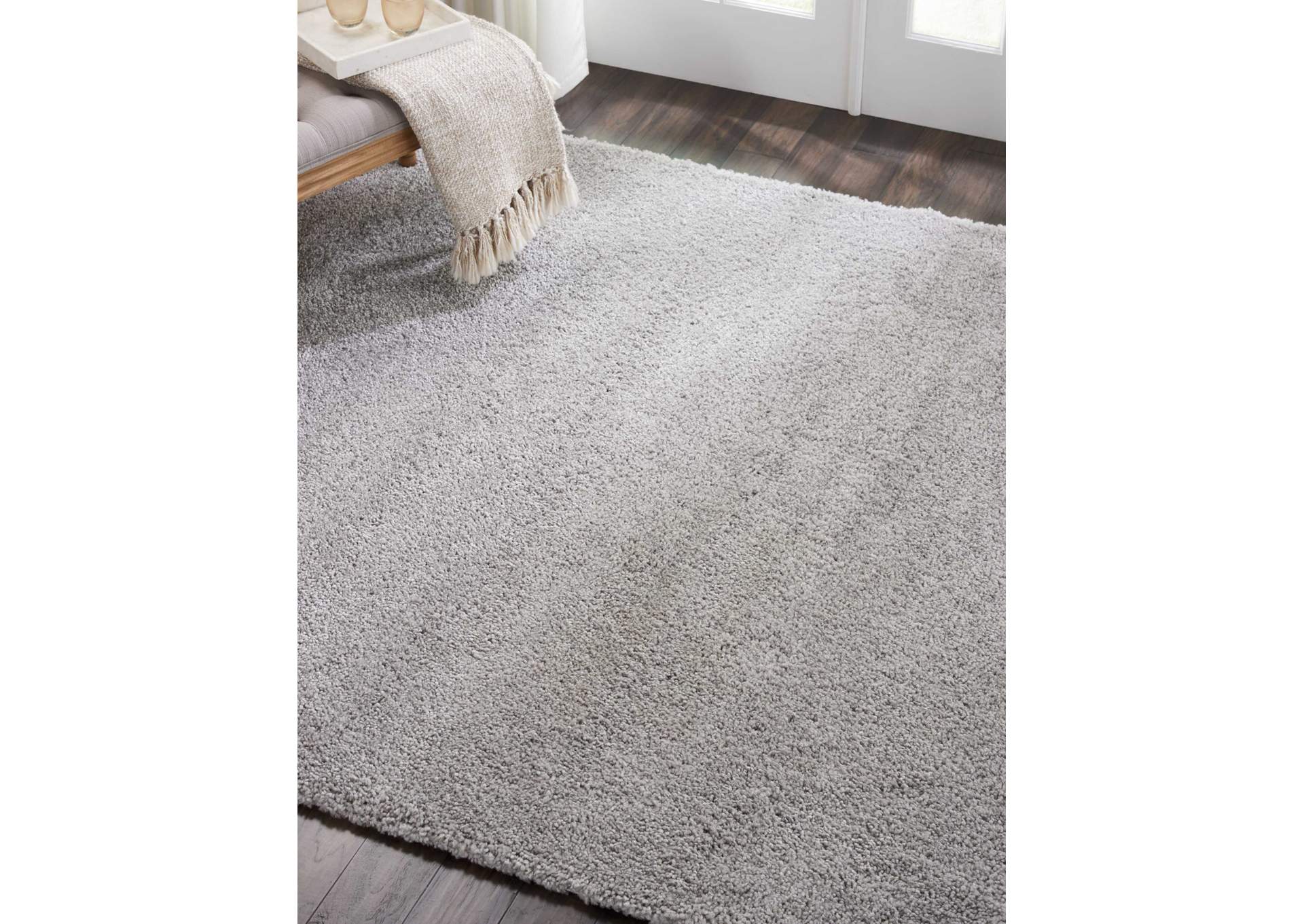 Nourison Malibu Shag MSG01 Grey 7' Square Rug,Nourison