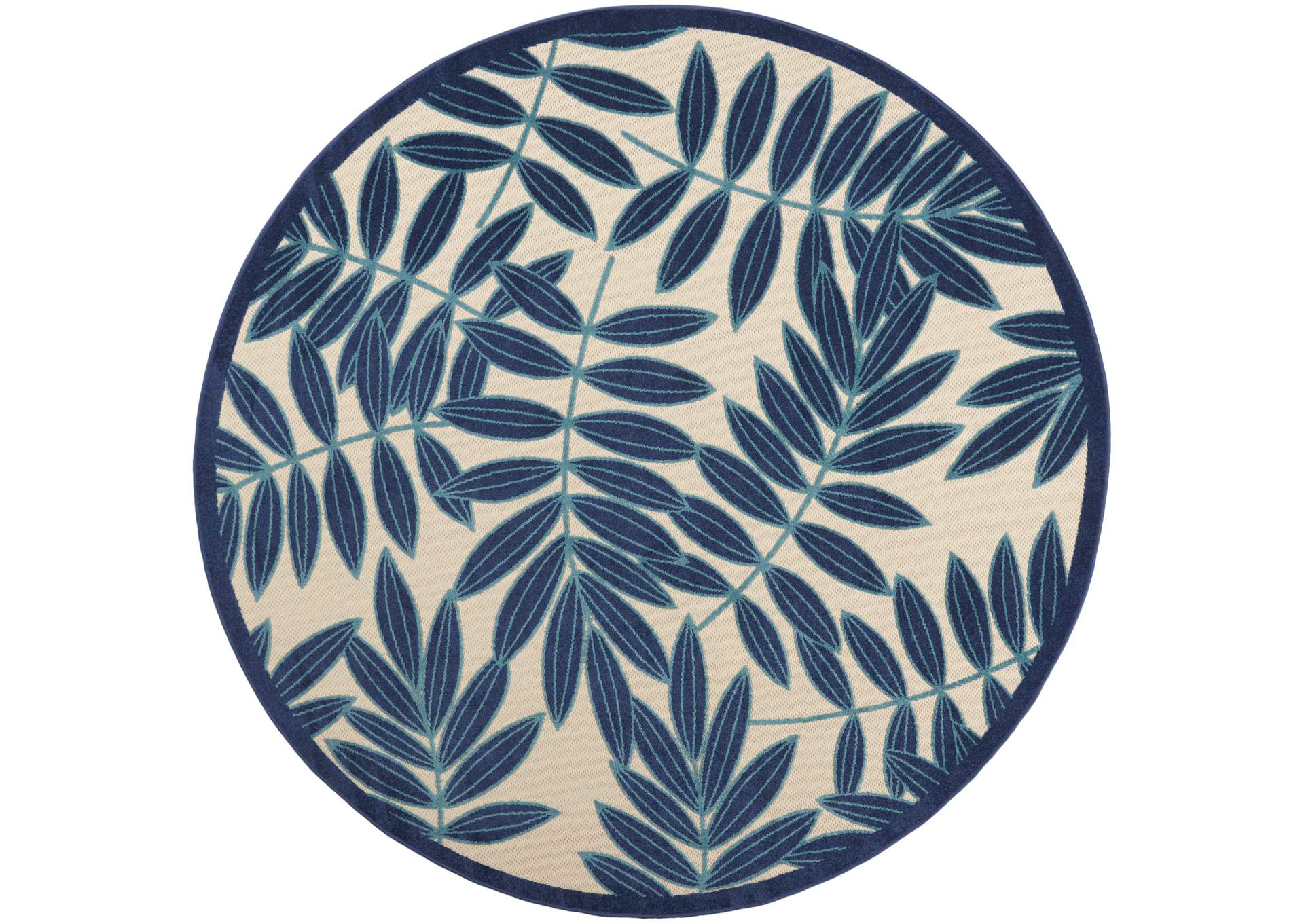 Nourison Aloha ALH18 Navy Blue and White 7'10 Round Oversized Indoor-outdoor Rug,Nourison