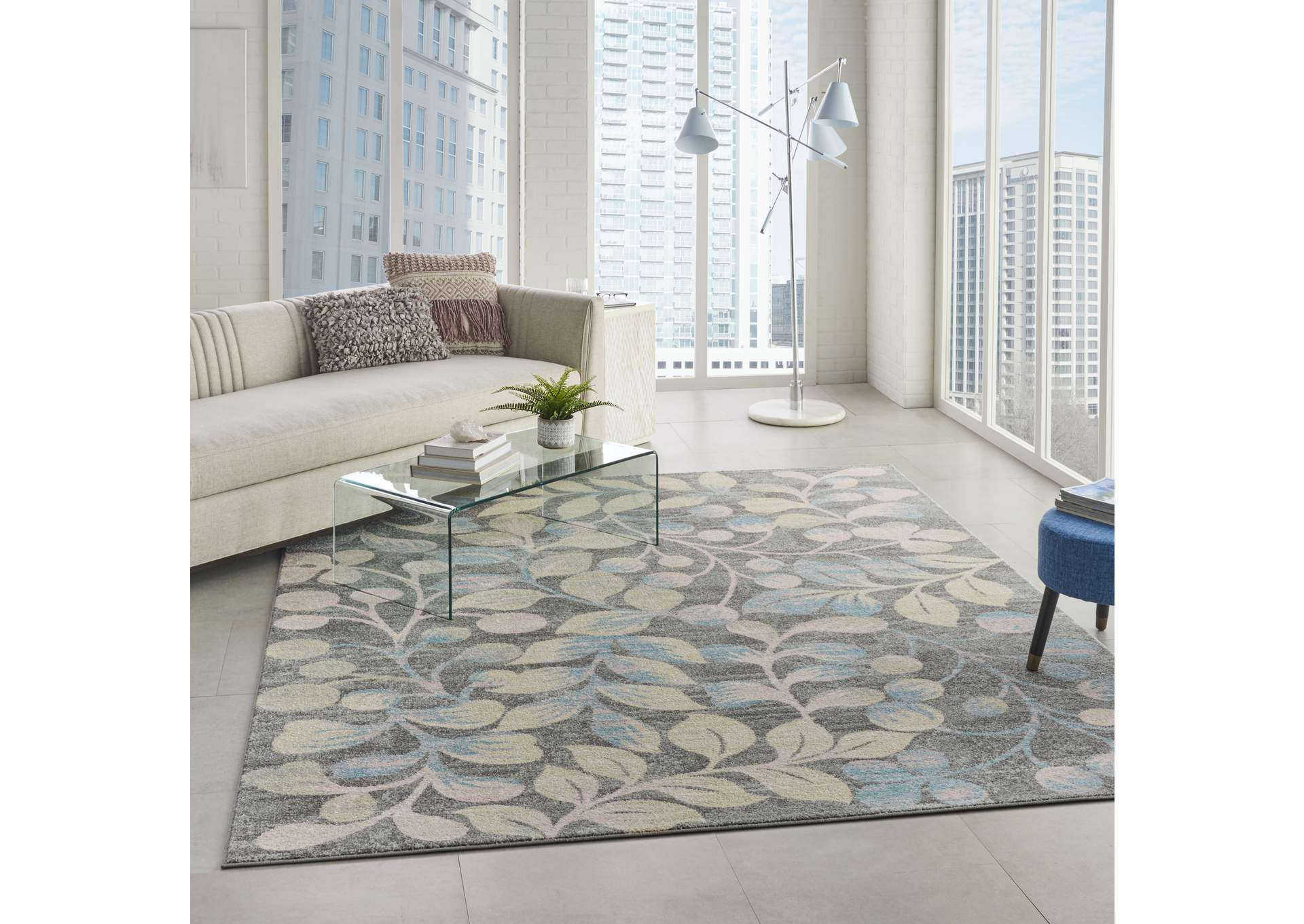 Nourison Tranquil TRA03 Beige and Grey 9'x12' Oversized Rug,Nourison