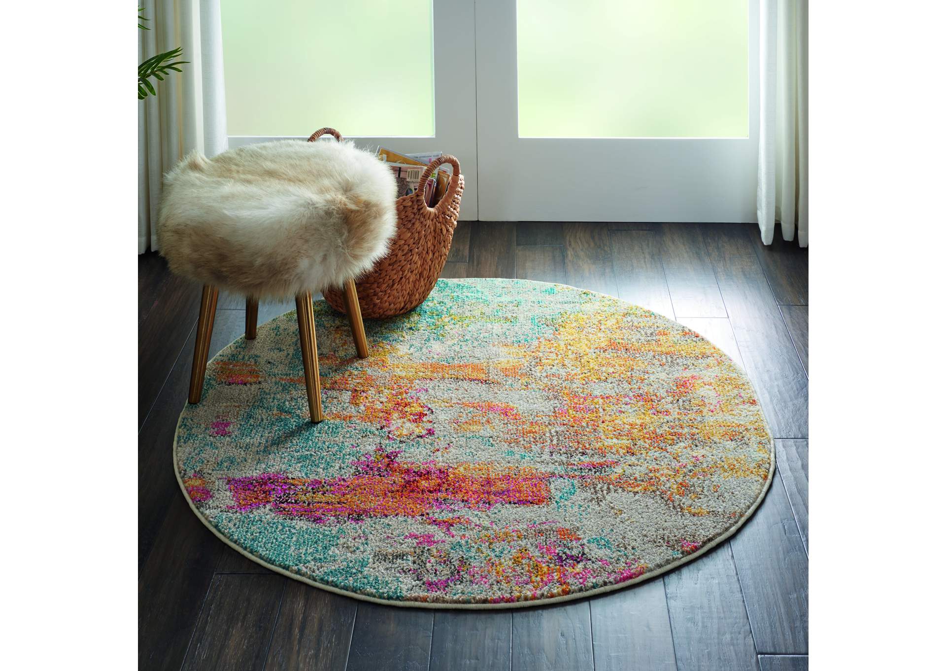 Nourison Celestial CES02 Multicolor 8' Round Large Rug,Nourison