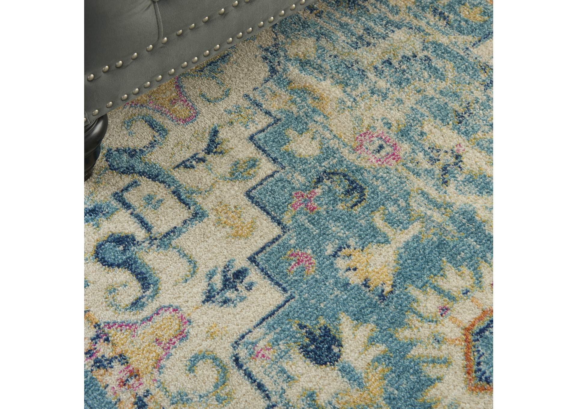 Nourison Passion 7' x 10' Ivory, Light Blue Bohemian Area Rug,Nourison