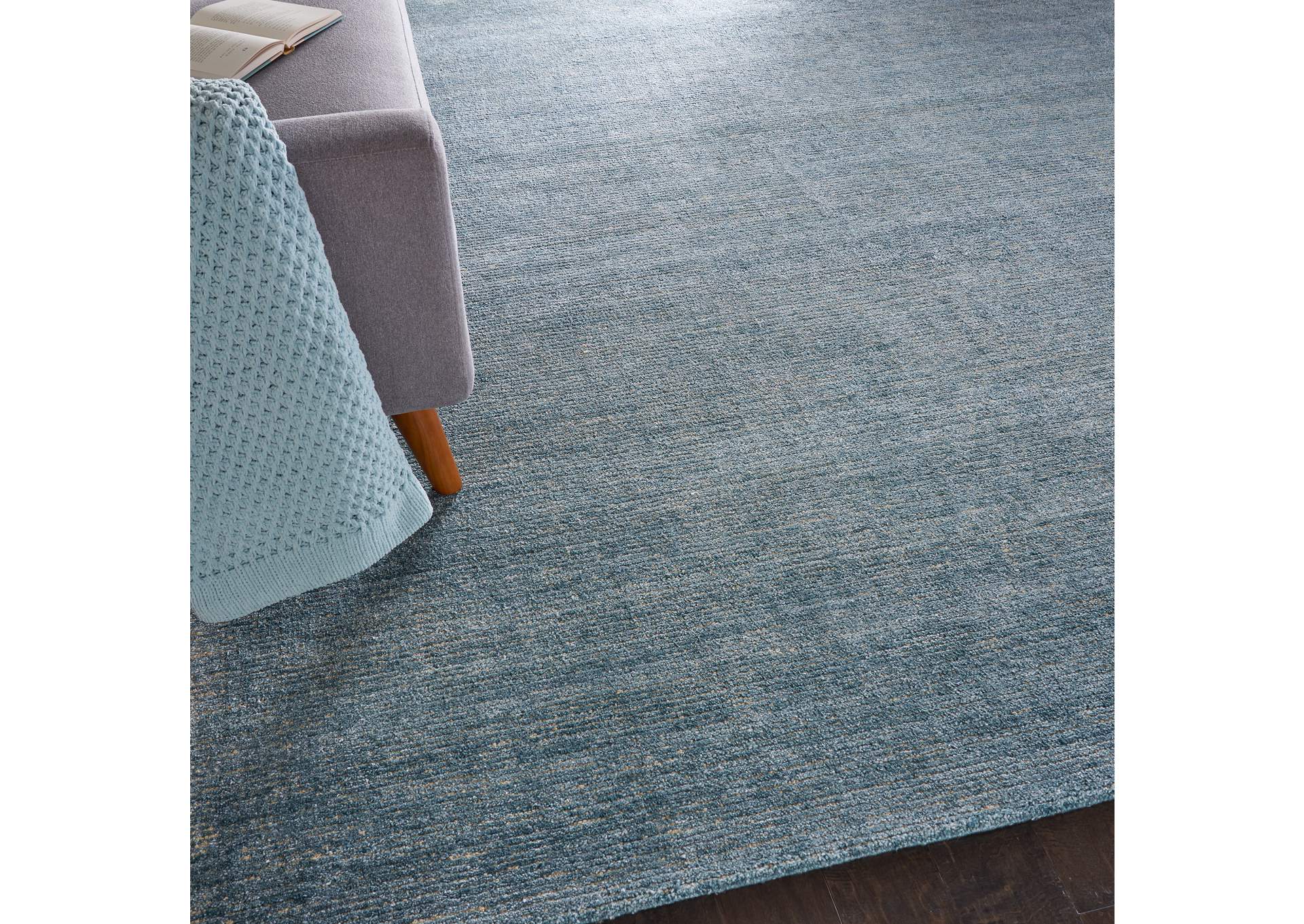 Nourison Weston WES01 Light Blue 8'x11' Oversized Textured Rug,Nourison