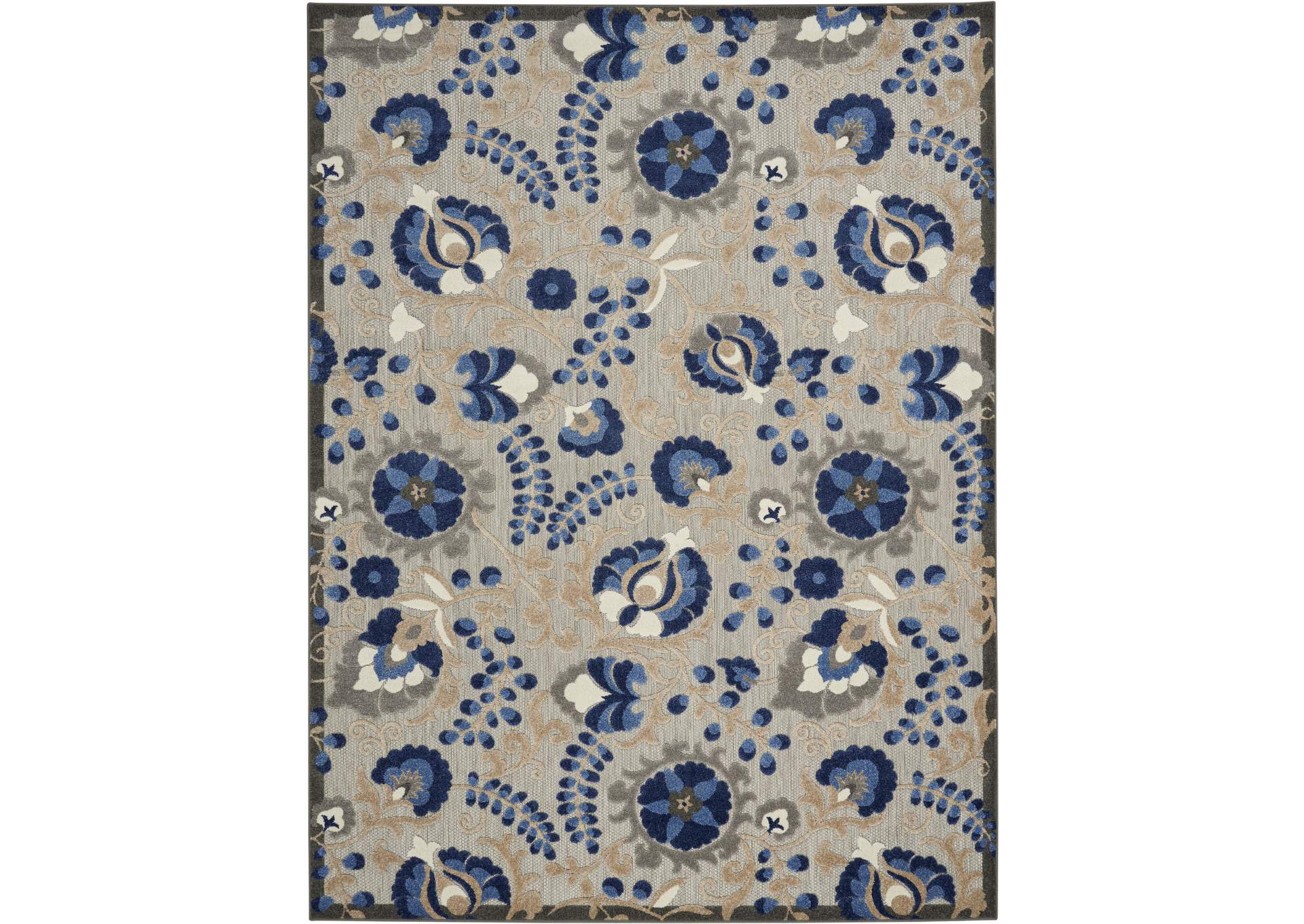 Nourison Aloha 7'x10' Blue Patio Area Rug,Nourison
