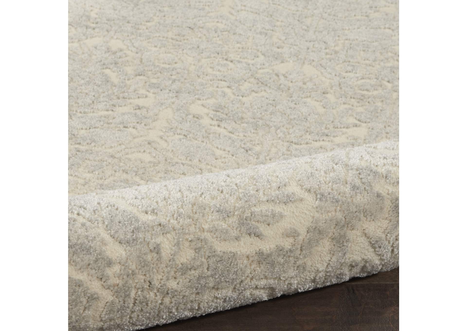kathy ireland Home Sahara KI390 Silver and Ivory 8' Runner Hallway Rug,Nourison