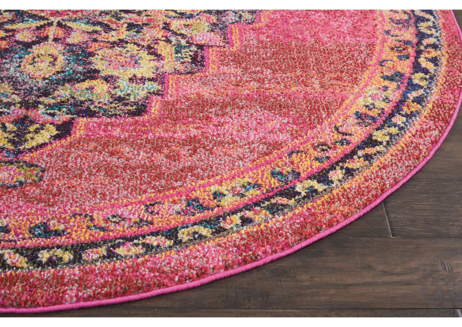 Nourison Passionate PST01 Pink Multicolor 5' Round Boho Area Rug,Nourison