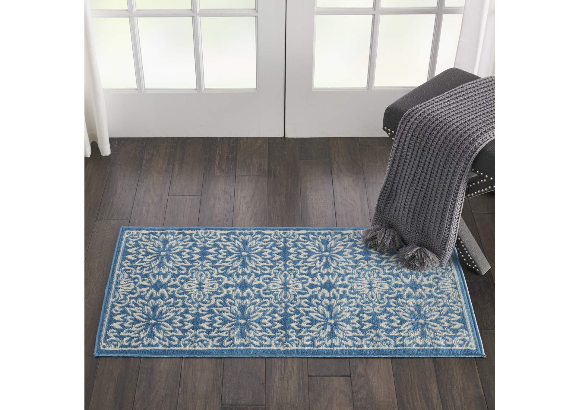 Nourison Jubilant 2' x 4' Ivory Blue Transitional Area Rug,Nourison