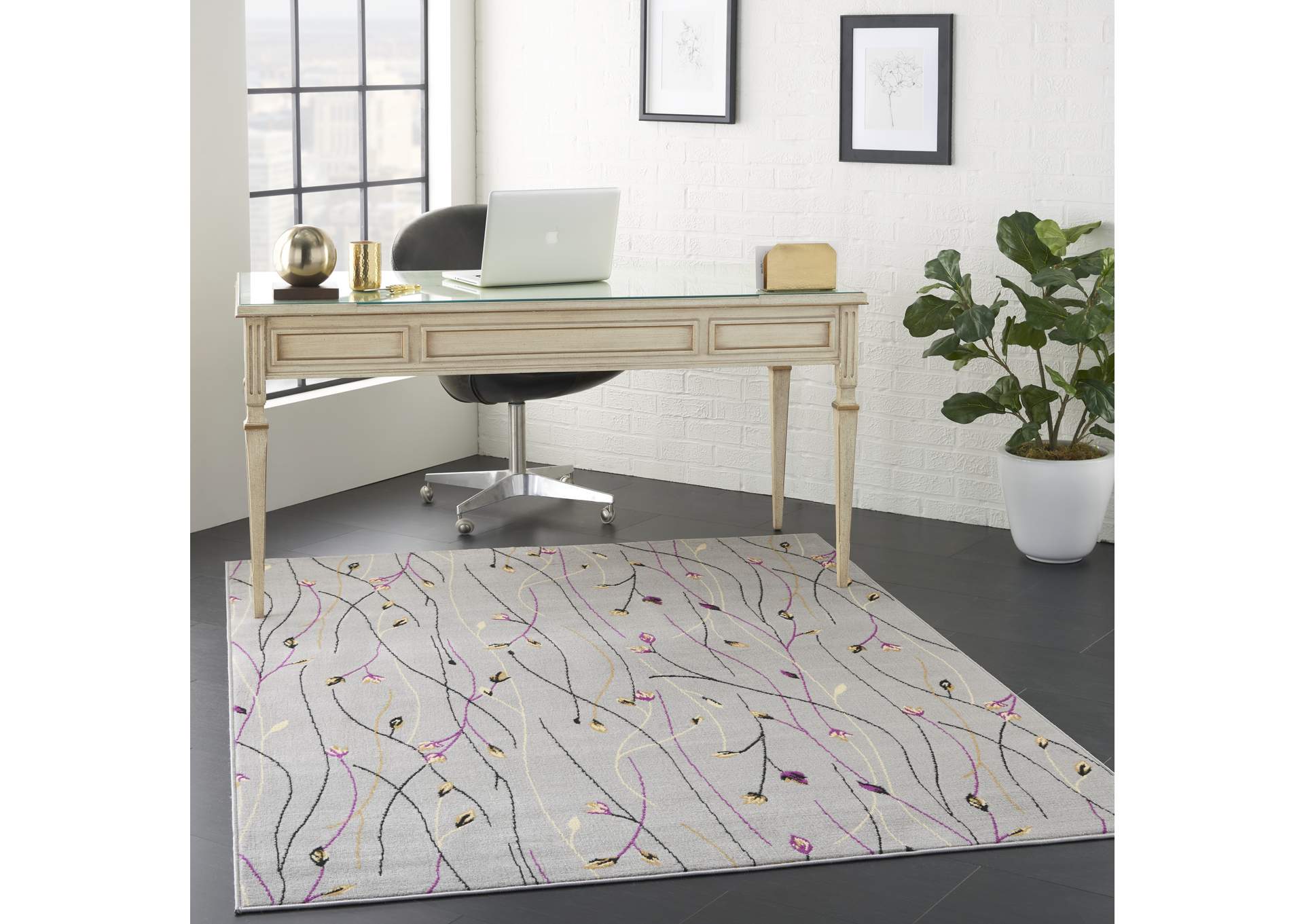 Nourison Grafix GRF15 Grey 5'x7' Area Rug,Nourison