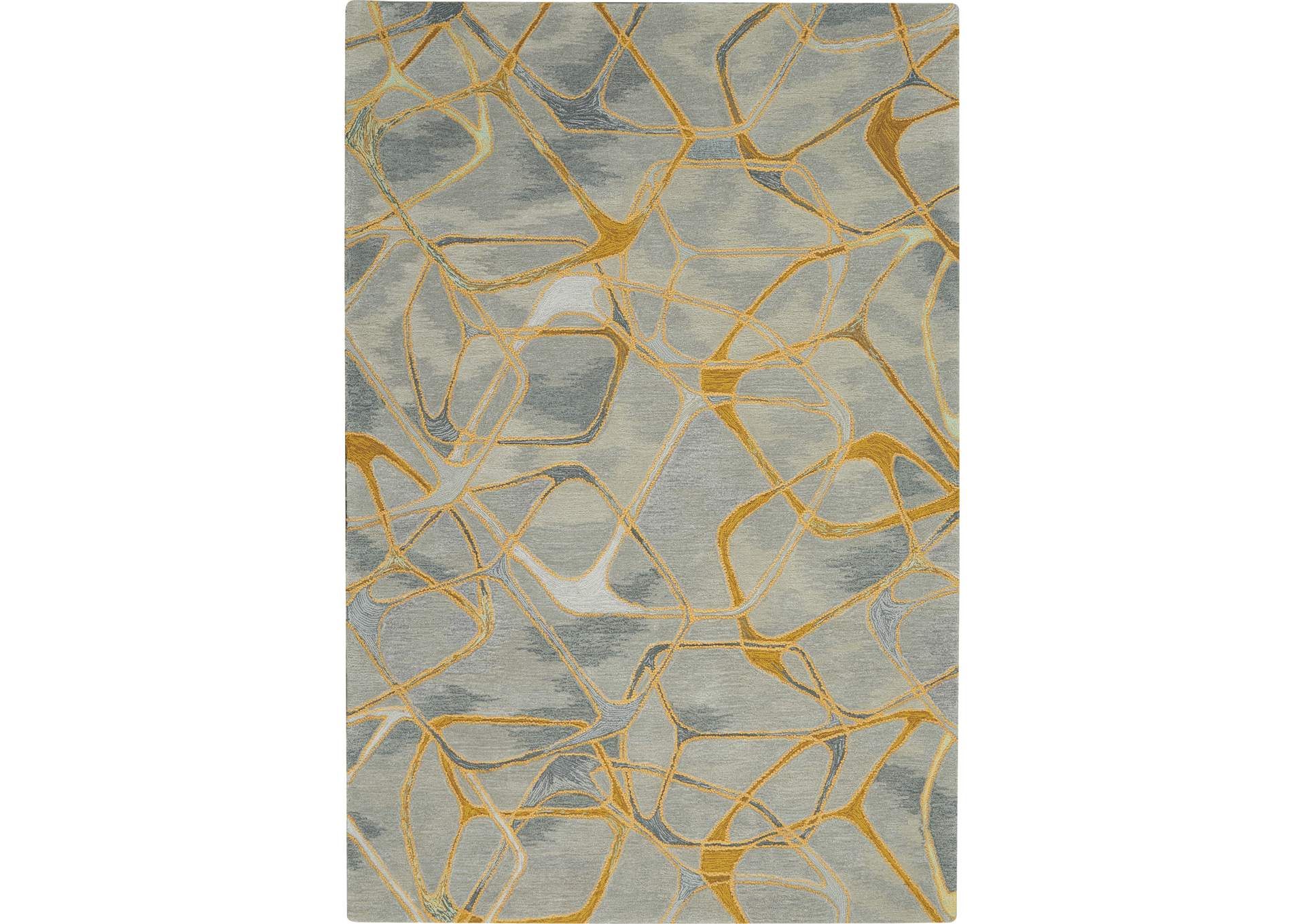Nourison Symmetry SMM05 Gold and Grey 4'x6' Area Rug,Nourison