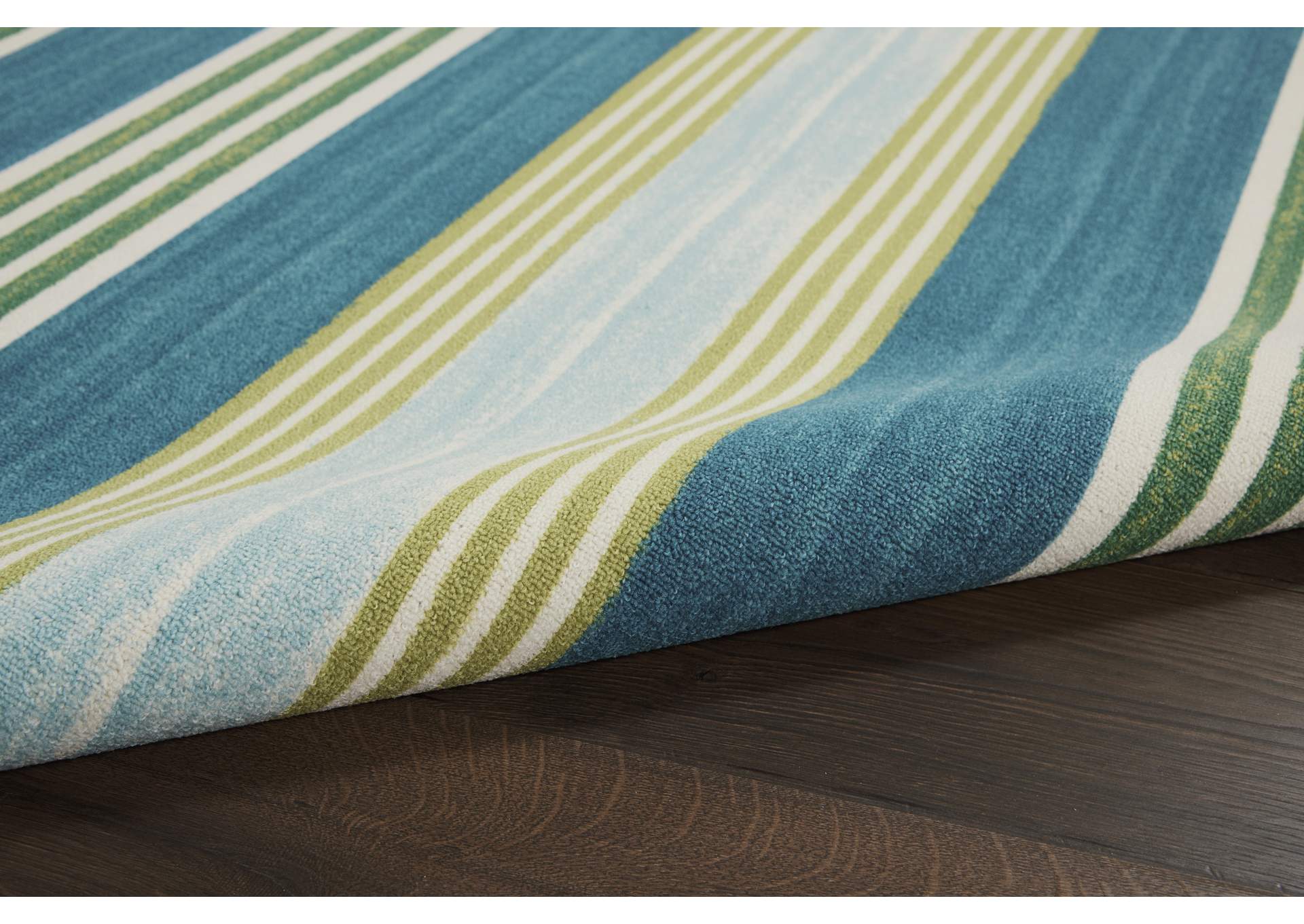 Waverly Sun N Shade SND71 Blue and Green 8'x11' Oversized Indoor-outdoor Rug,Nourison