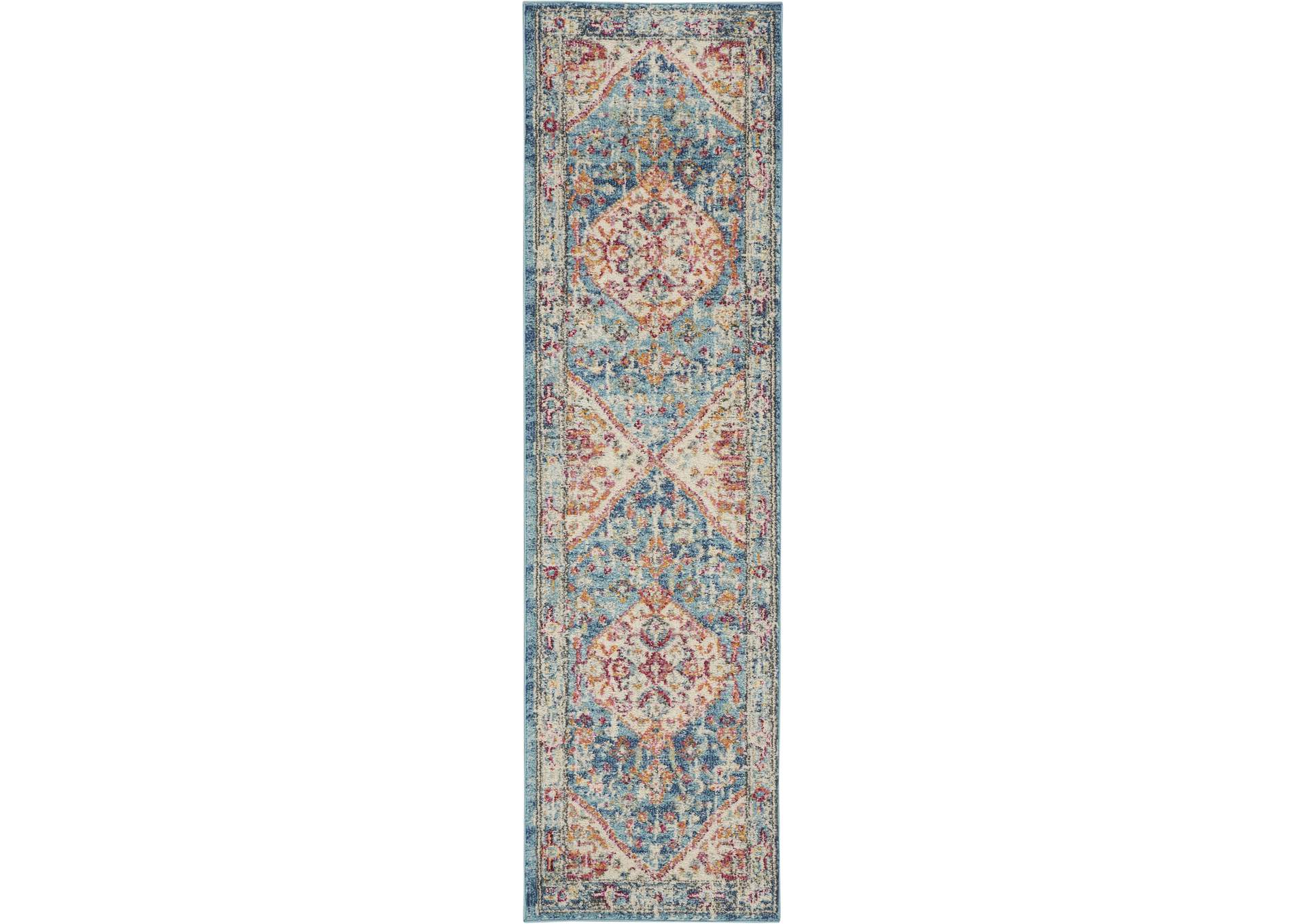 Nourison Passion 8' Runner Ivory Light Blue Area Rug,Nourison