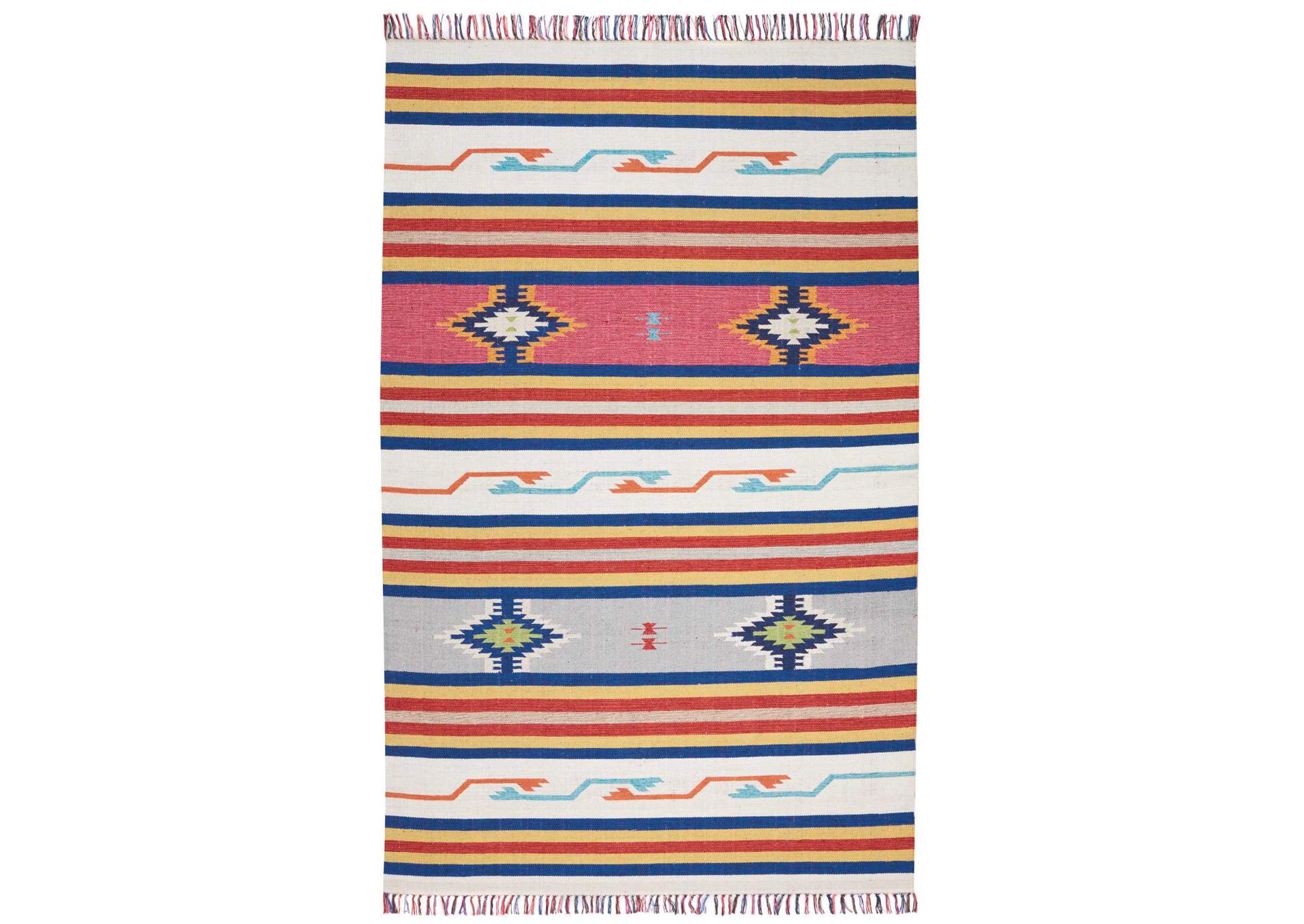 Nourison Baja BAJ01 White Multicolor 4'x6' Southwestern Area Rug,Nourison